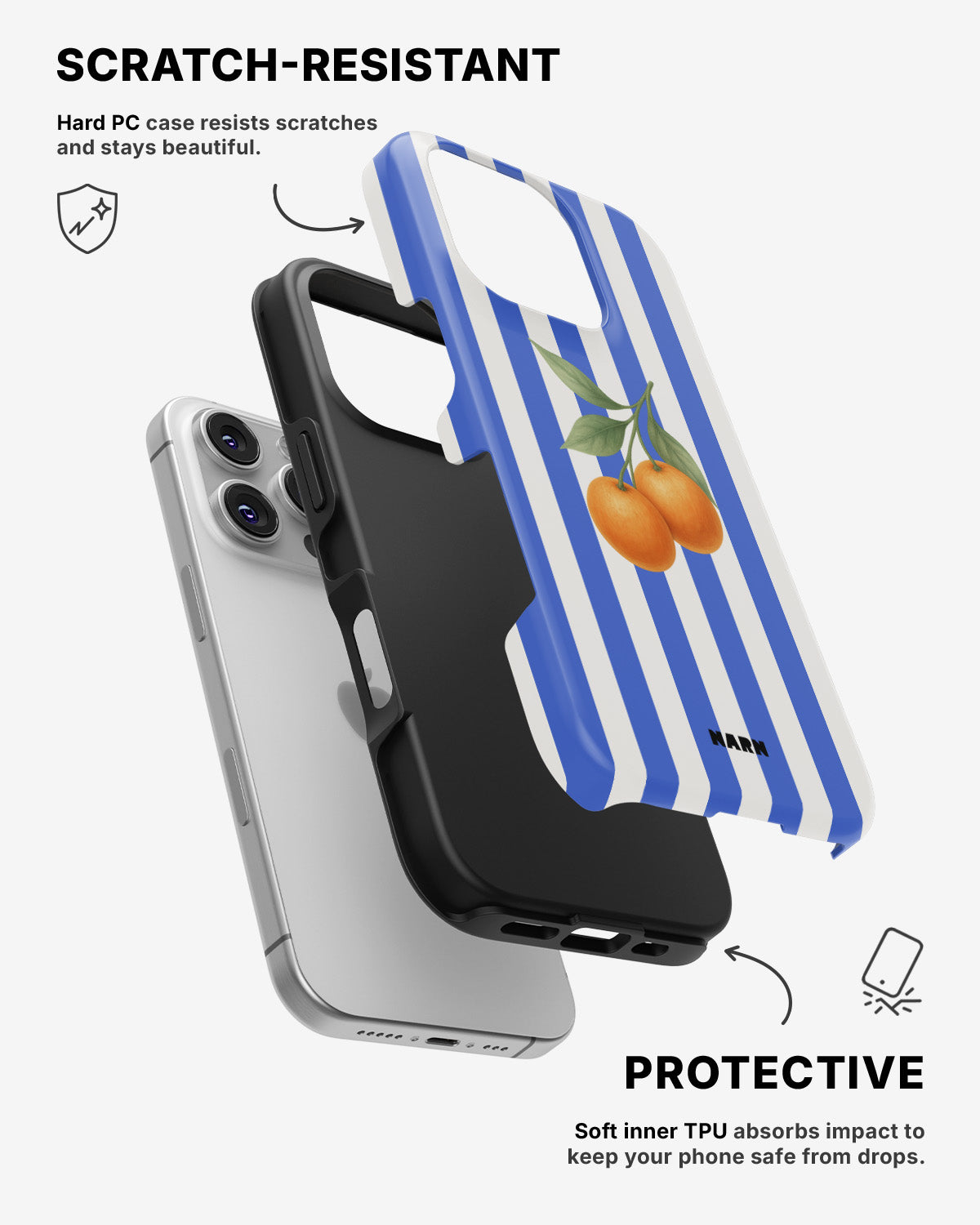 iPhone 16 Pro Max Tough Case – Orange Stripes - View 2