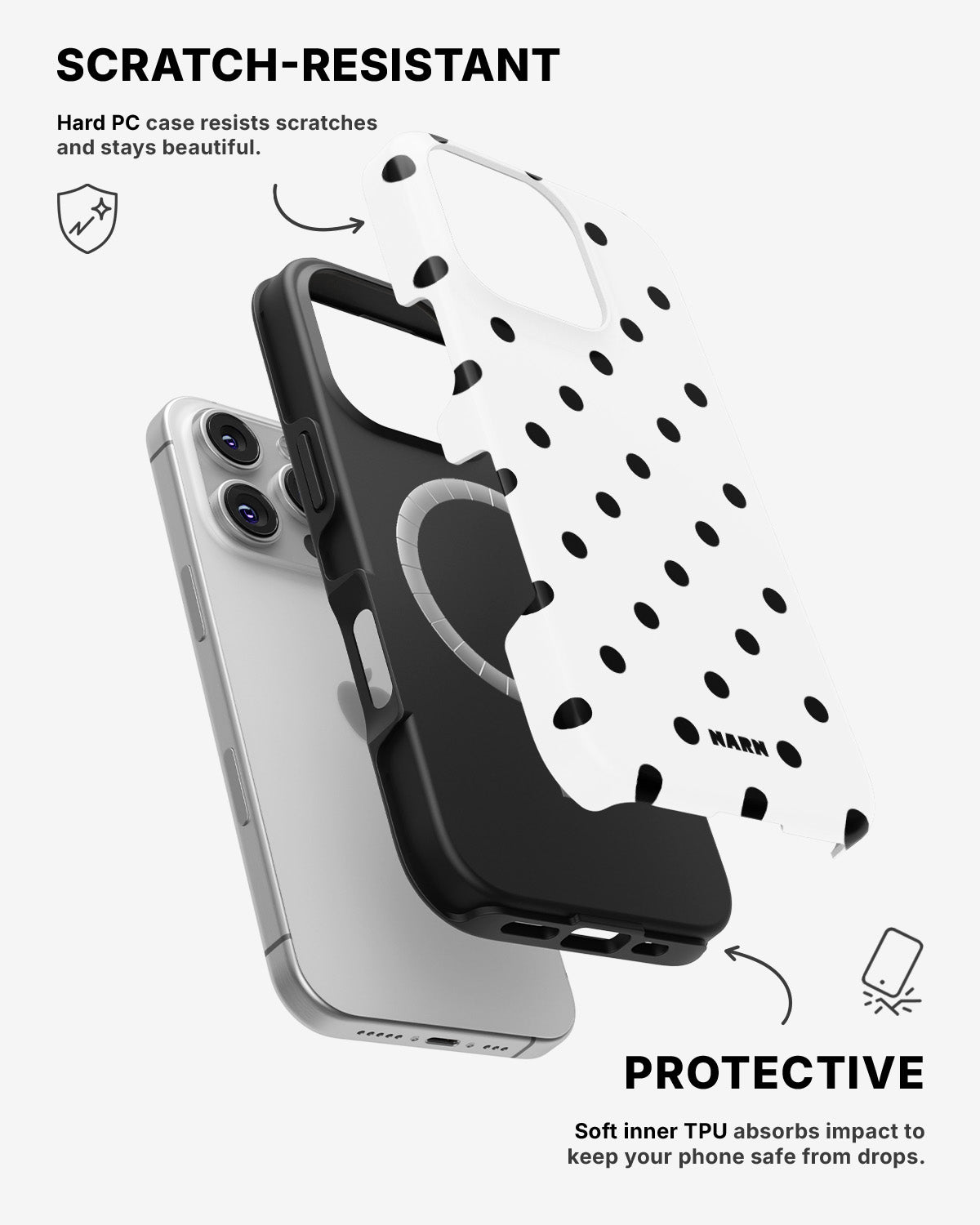iPhone 16 Pro Max Tough Case – Mono Dots - View 2