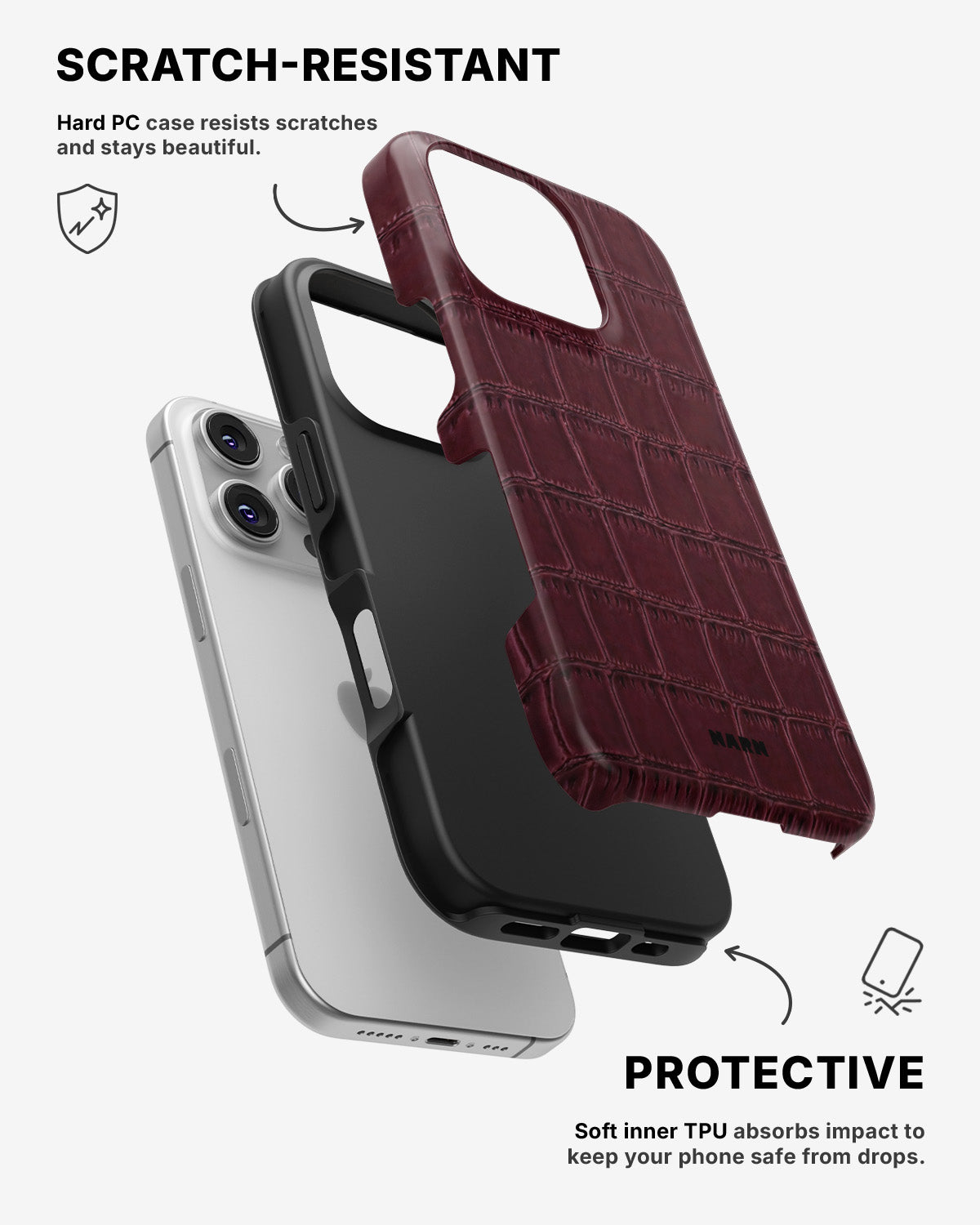 iPhone 16 Pro Max Tough Case – Rouge Croc - View 2