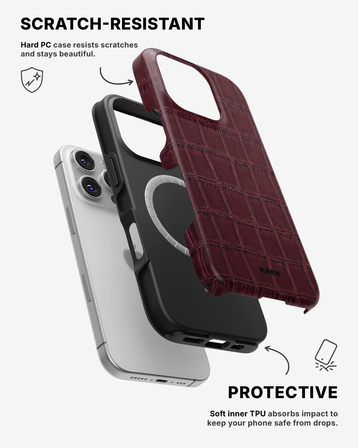 iPhone 16 Pro Max Tough Case – Rouge Croc - View 2