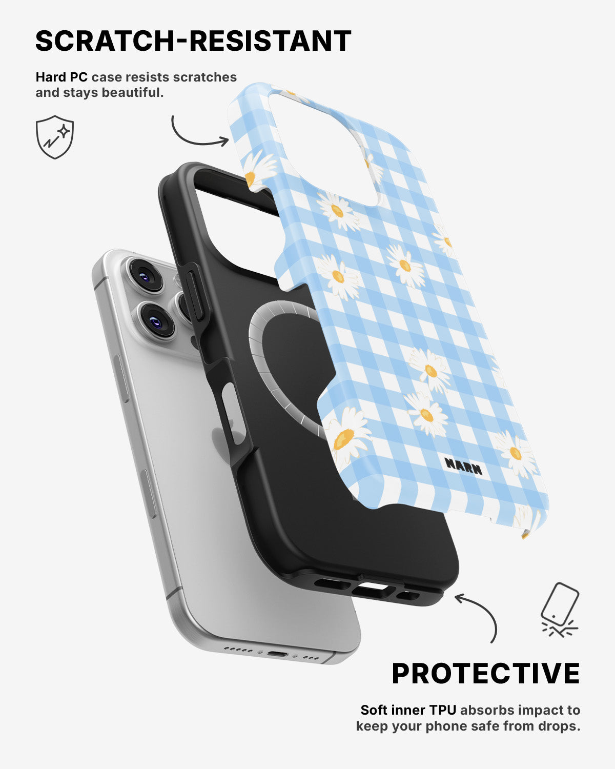 iPhone 16 Pro Max Tough Case – Blue Daisies - View 2