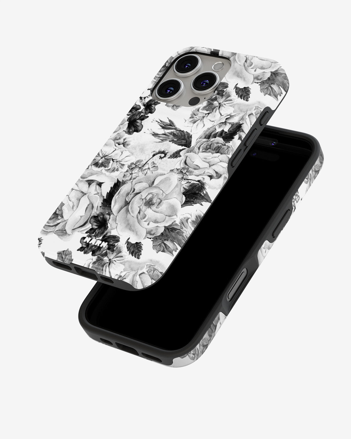 iPhone 16 Pro Max Tough Case – Black & White Bloom - View 4