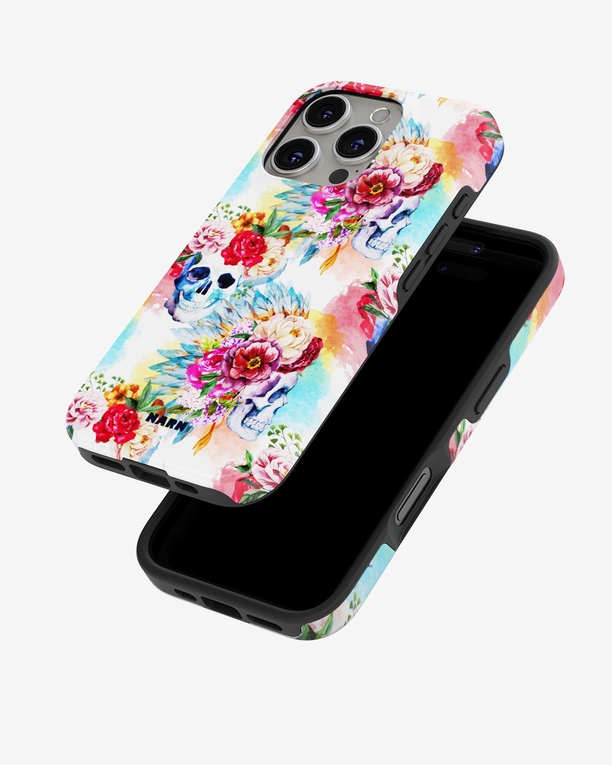 iPhone 16 Pro Max Tough Case – Flowered Skulls - View 4