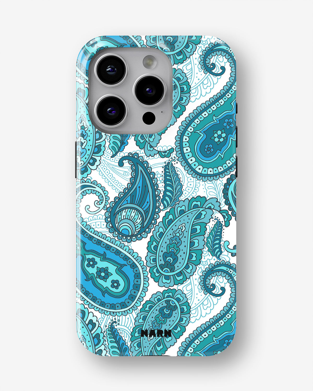 iPhone 15 Pro Max Tough Case – Turquoise Paisley - View 1