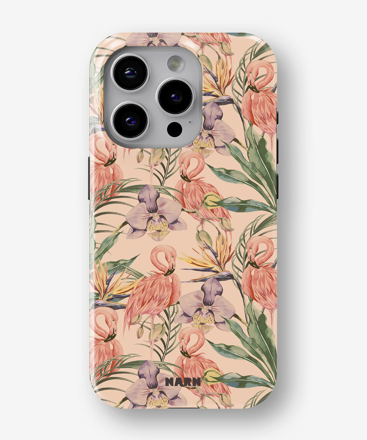 iPhone 15 Pro Max Tough Case – Flamingos & Flowers - View 1