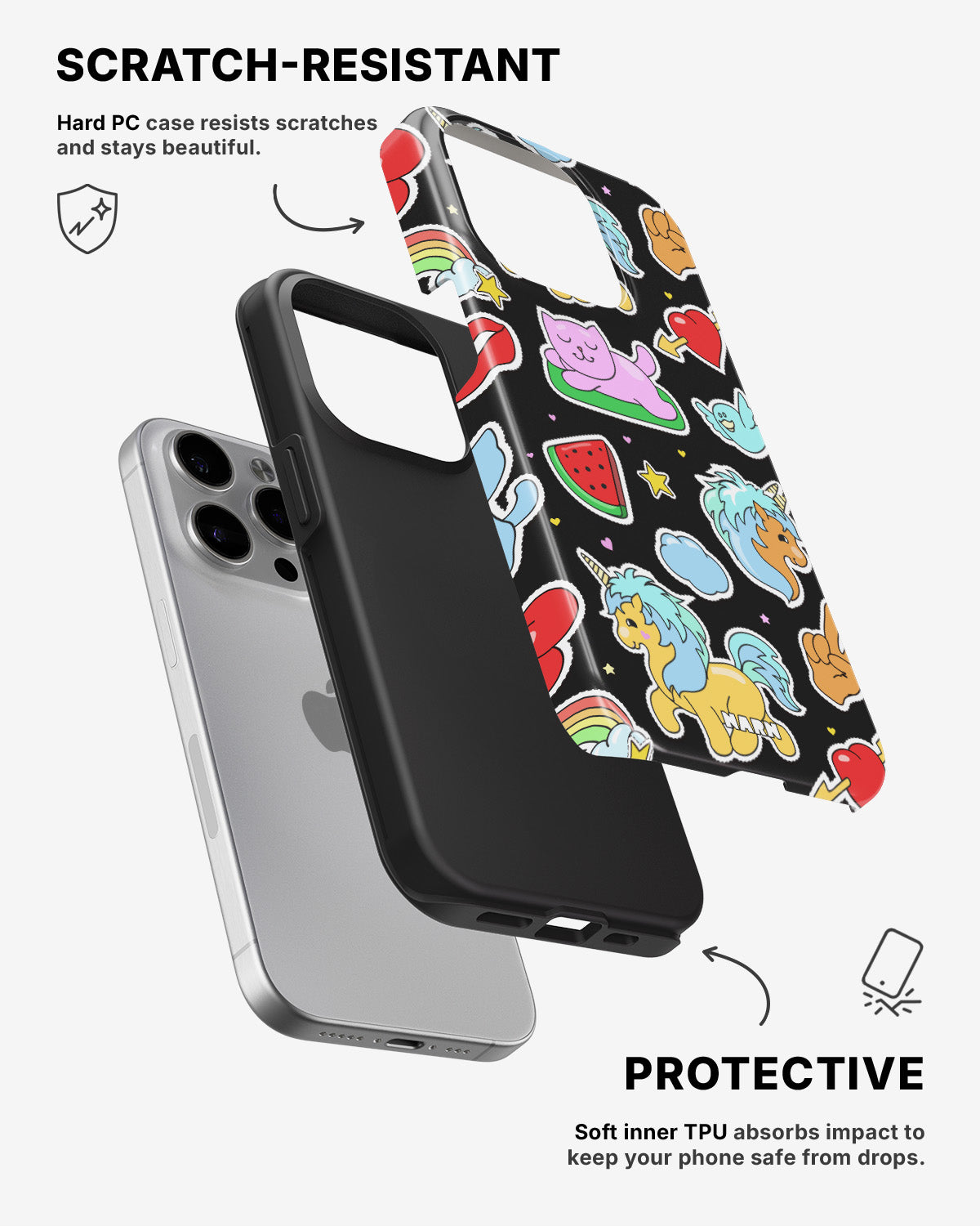 iPhone 15 Pro Max Tough Case – Cute Stickers - View 2