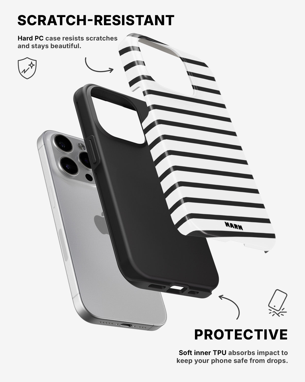 iPhone 15 Pro Max Tough Case – Black Stripes - View 2