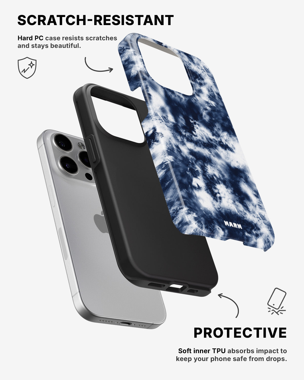 iPhone 15 Pro Max Tough Case – Tie Dye Blue - View 2