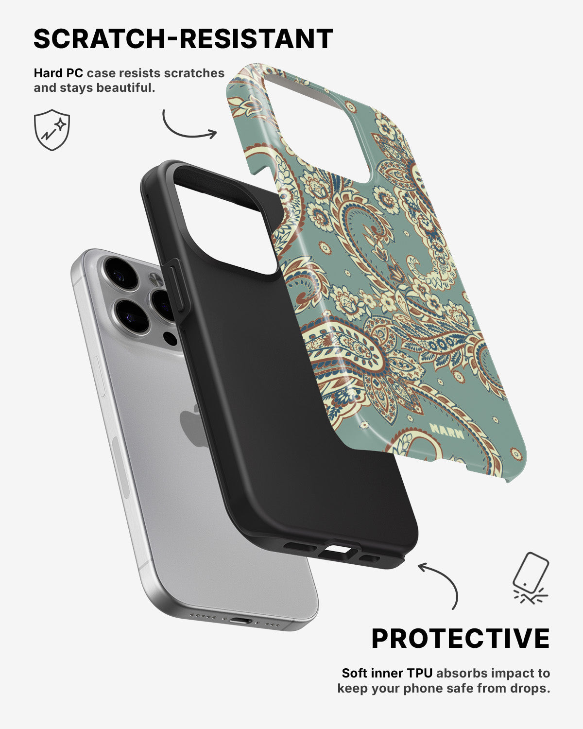 iPhone 15 Pro Max Tough Case – Paisley Green - View 2