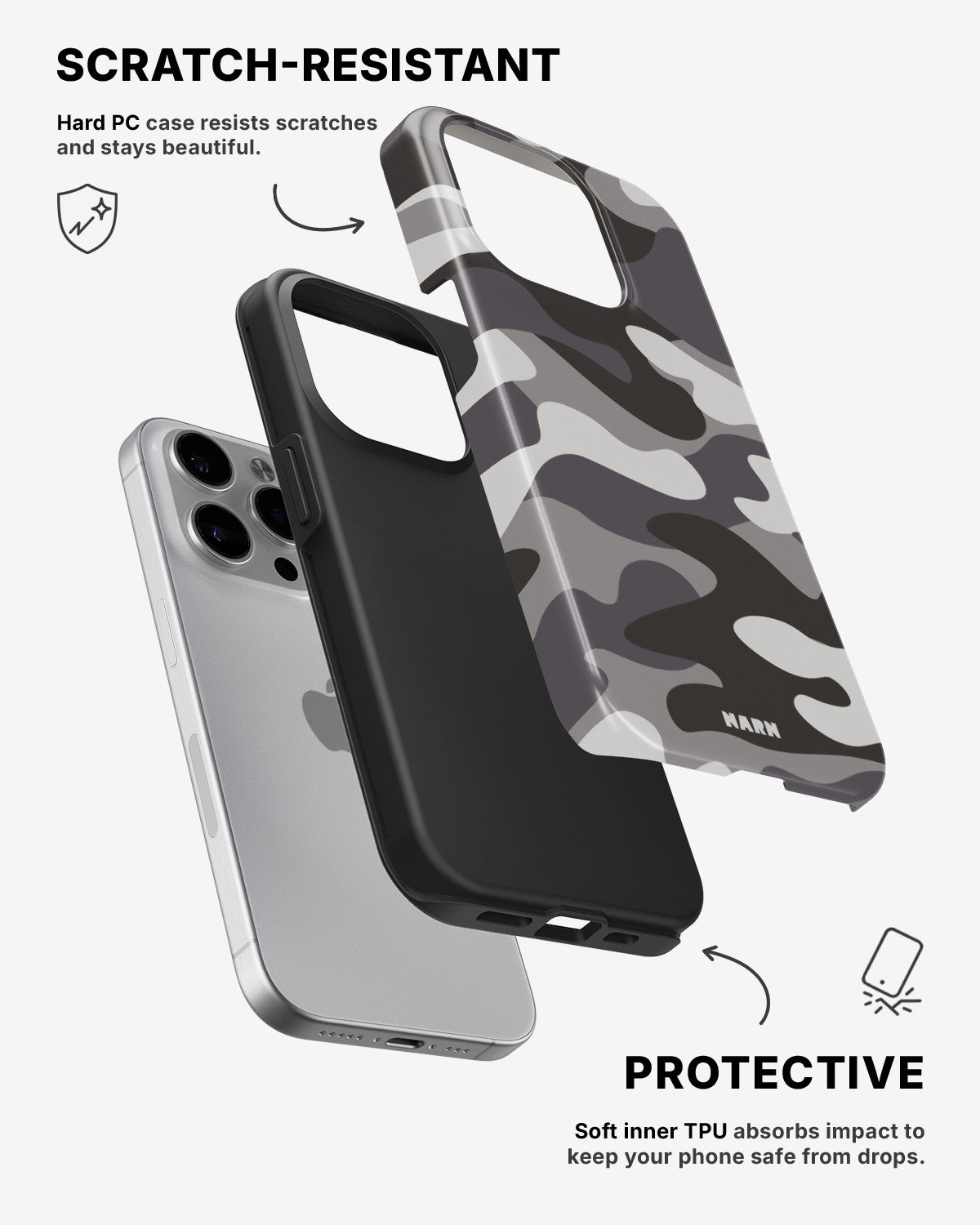 iPhone 15 Pro Max Tough Case – Grey Camo - View 2