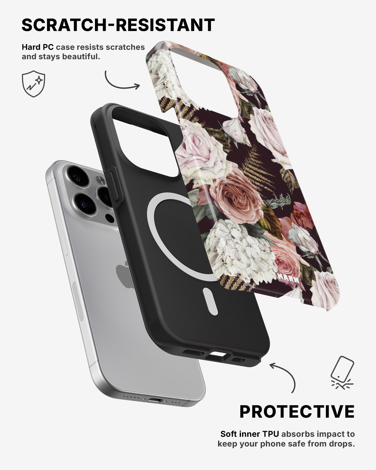 iPhone 15 Pro Max Tough Case – Midnight Roses - View 2