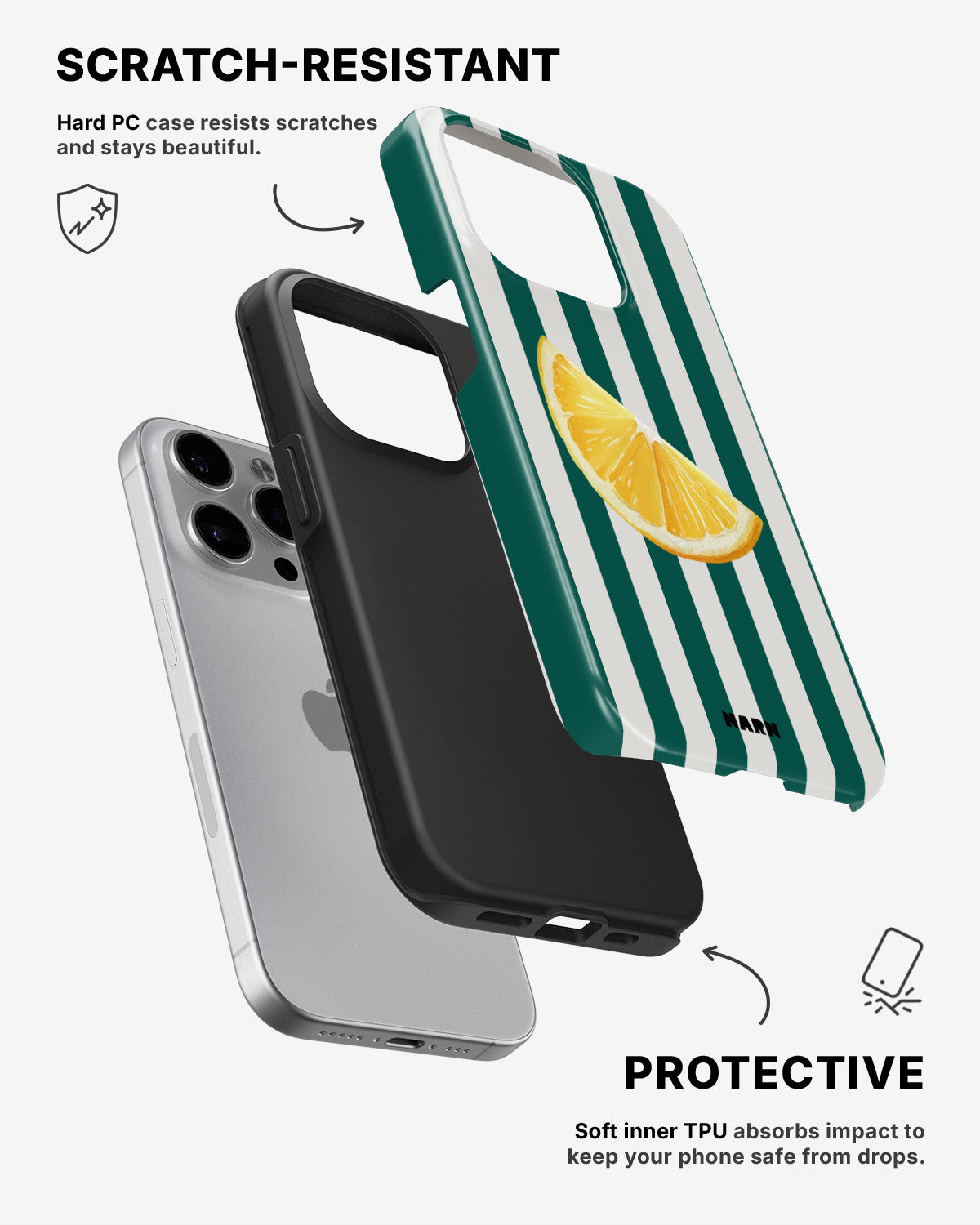 iPhone 15 Pro Max Tough Case – Lemon Stripes - View 2
