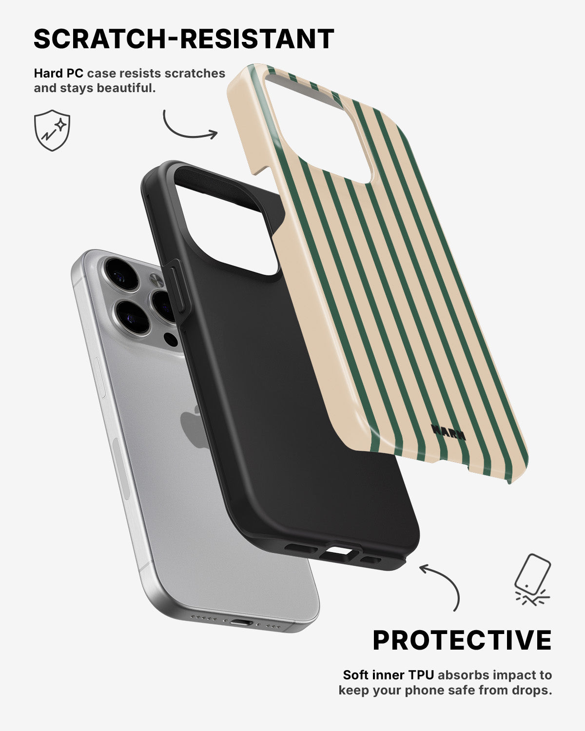 iPhone 15 Pro Max Tough Case – Evergreen Stripe - View 2