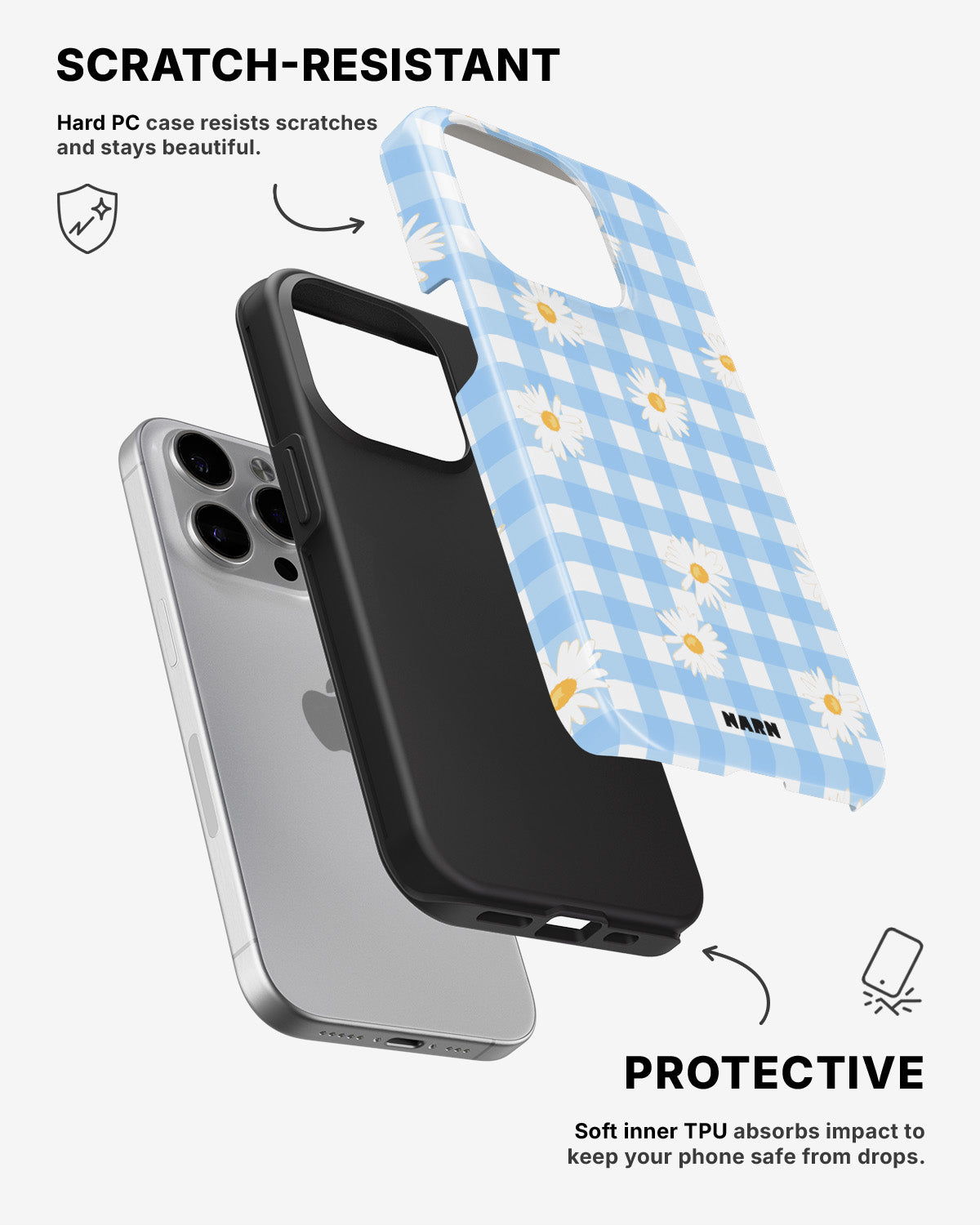 iPhone 15 Pro Max Tough Case – Blue Daisies - View 2