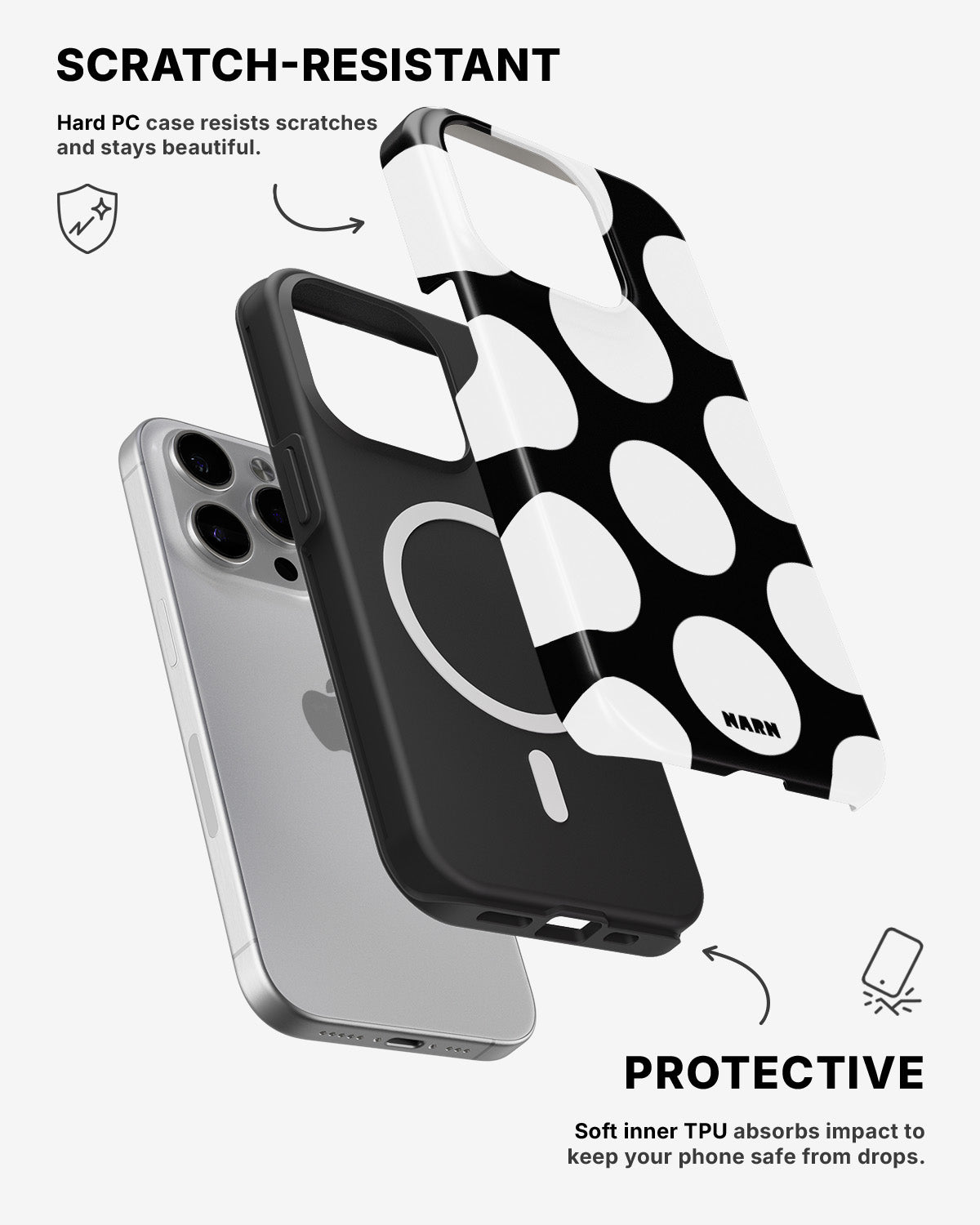 iPhone 15 Pro Max Tough Case – Bold Dots - View 2