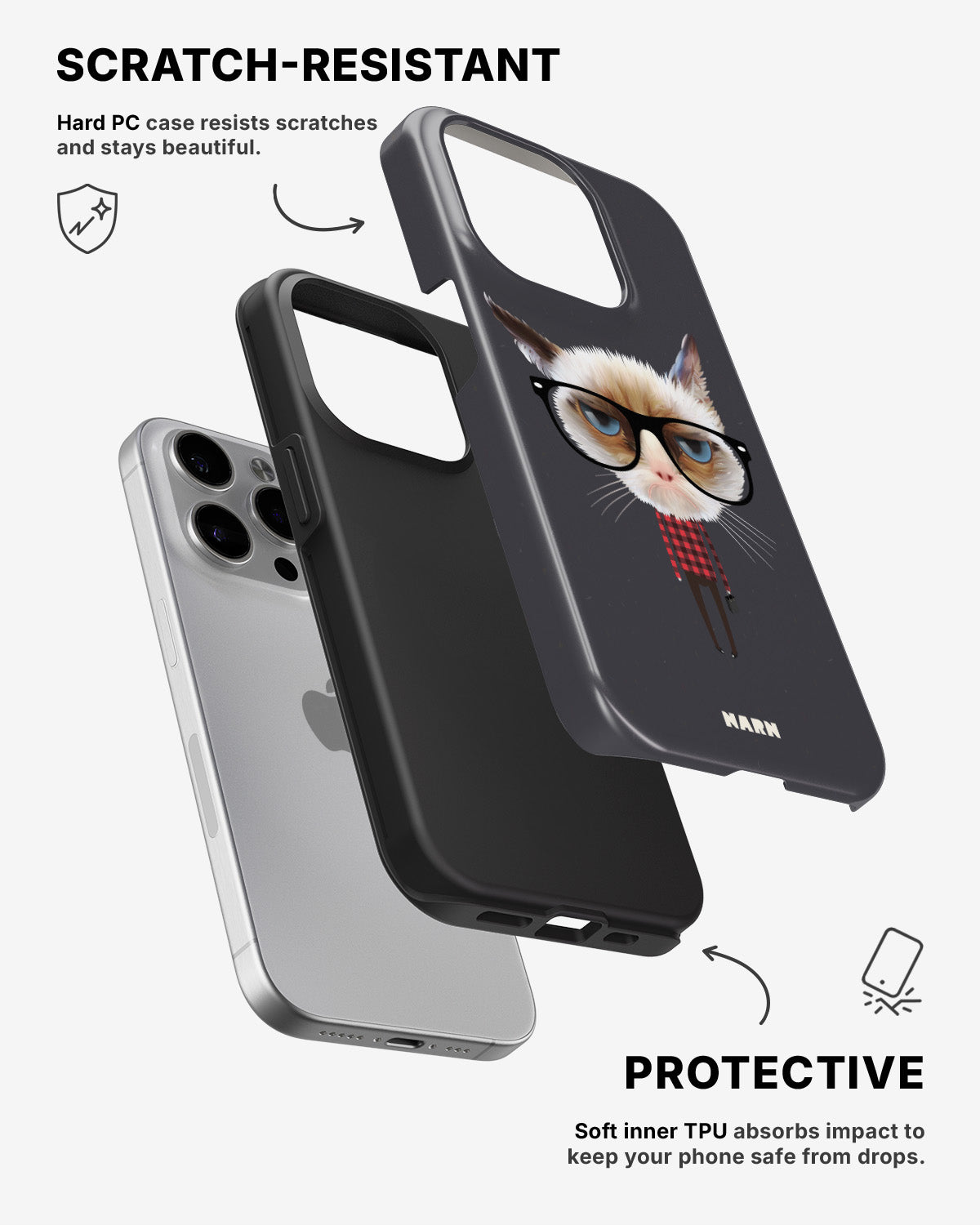 iPhone 14 Pro Max Tough Case – Hipster Cat - View 2