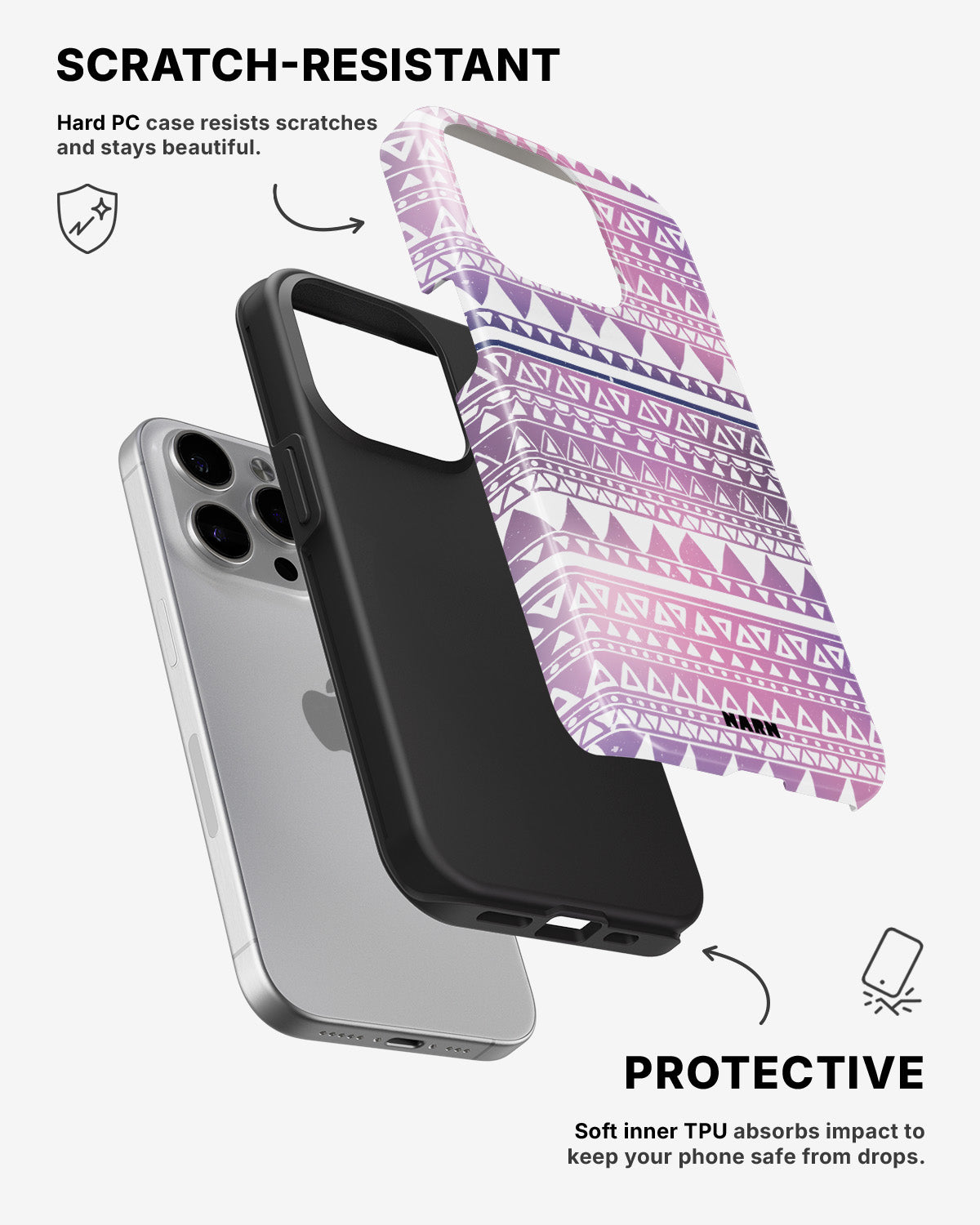 iPhone 14 Pro Max Tough Case – Purple Aztec - View 2