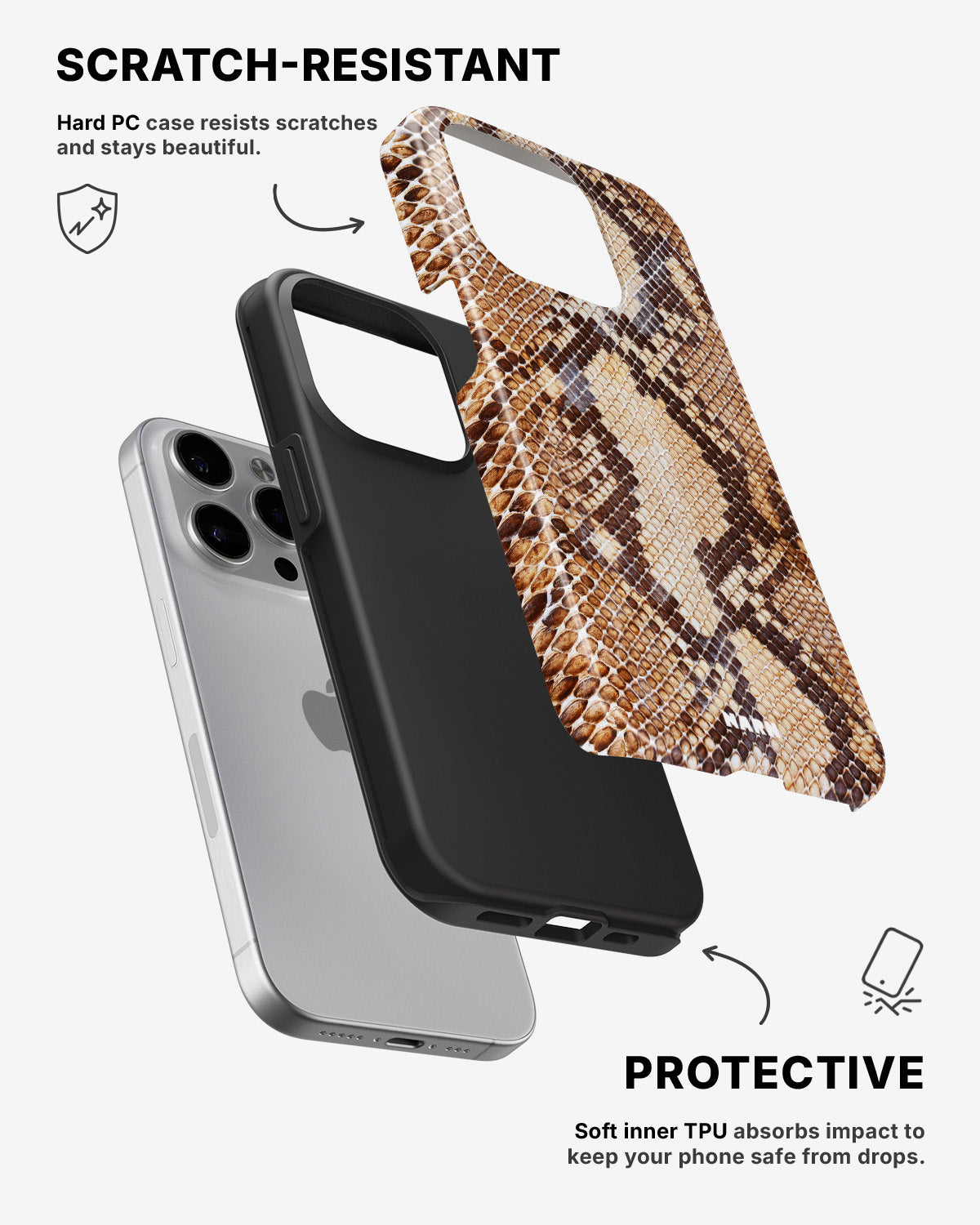 iPhone 14 Pro Max Tough Case – Brown Snakeskin - View 2