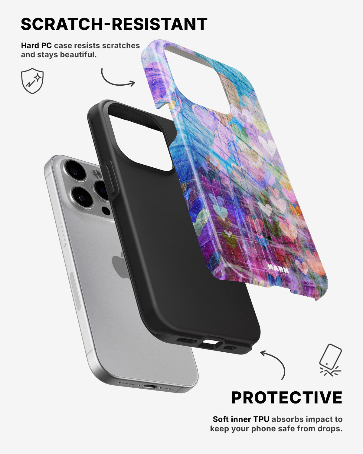 iPhone 14 Pro Max Tough Case – Purple Hearts - View 2