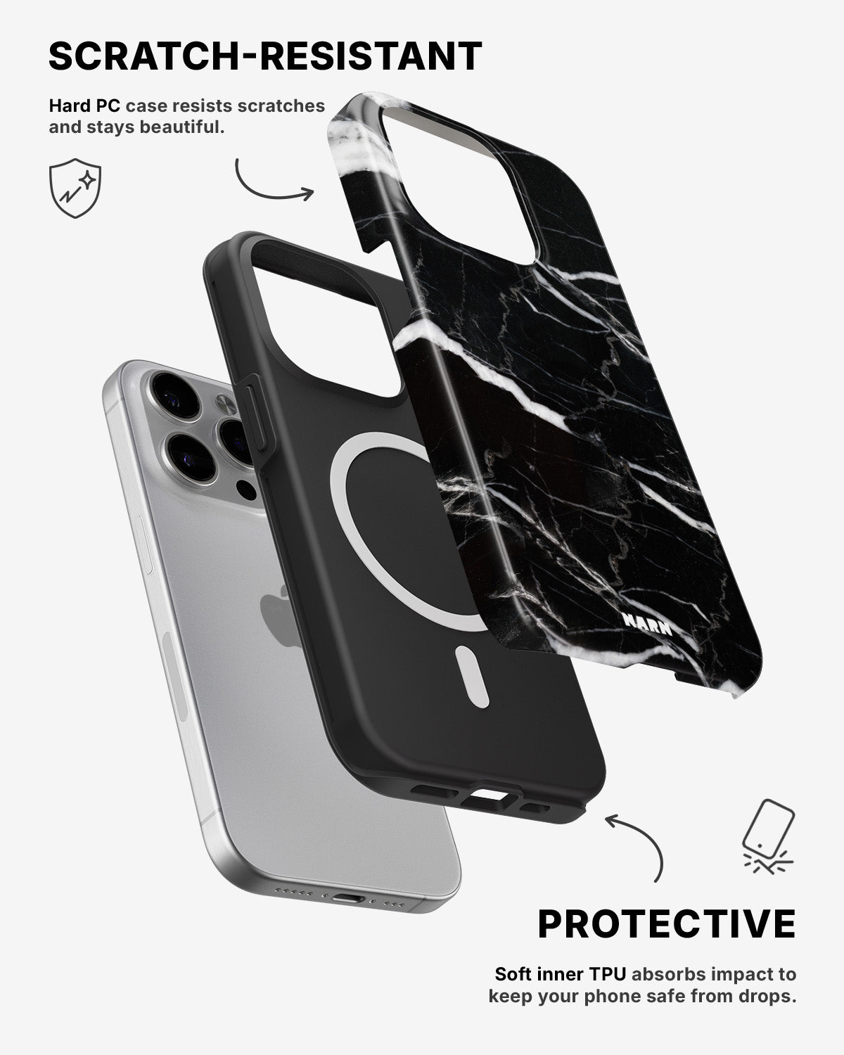 iPhone 14 Pro Max Tough Case – Black Marble - View 2