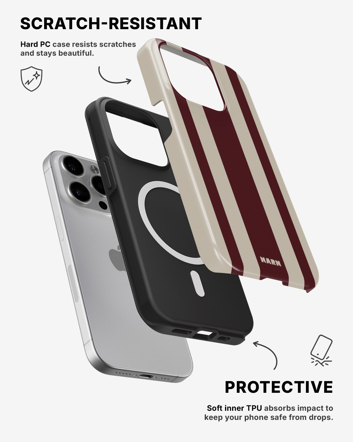 iPhone 14 Pro Max Tough Case – Bordeaux Stripe - View 2
