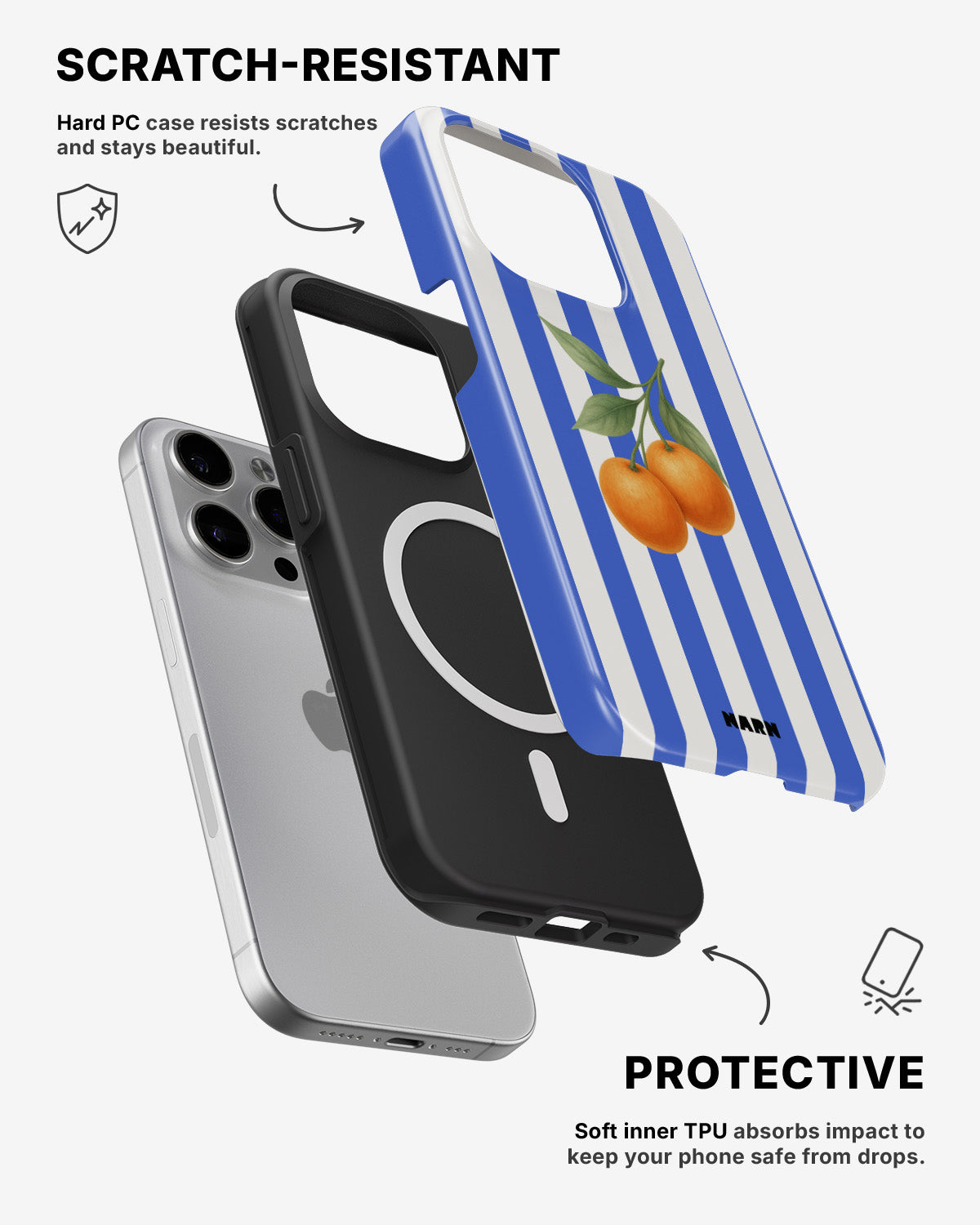 iPhone 14 Pro Max Tough Case – Orange Stripes - View 2