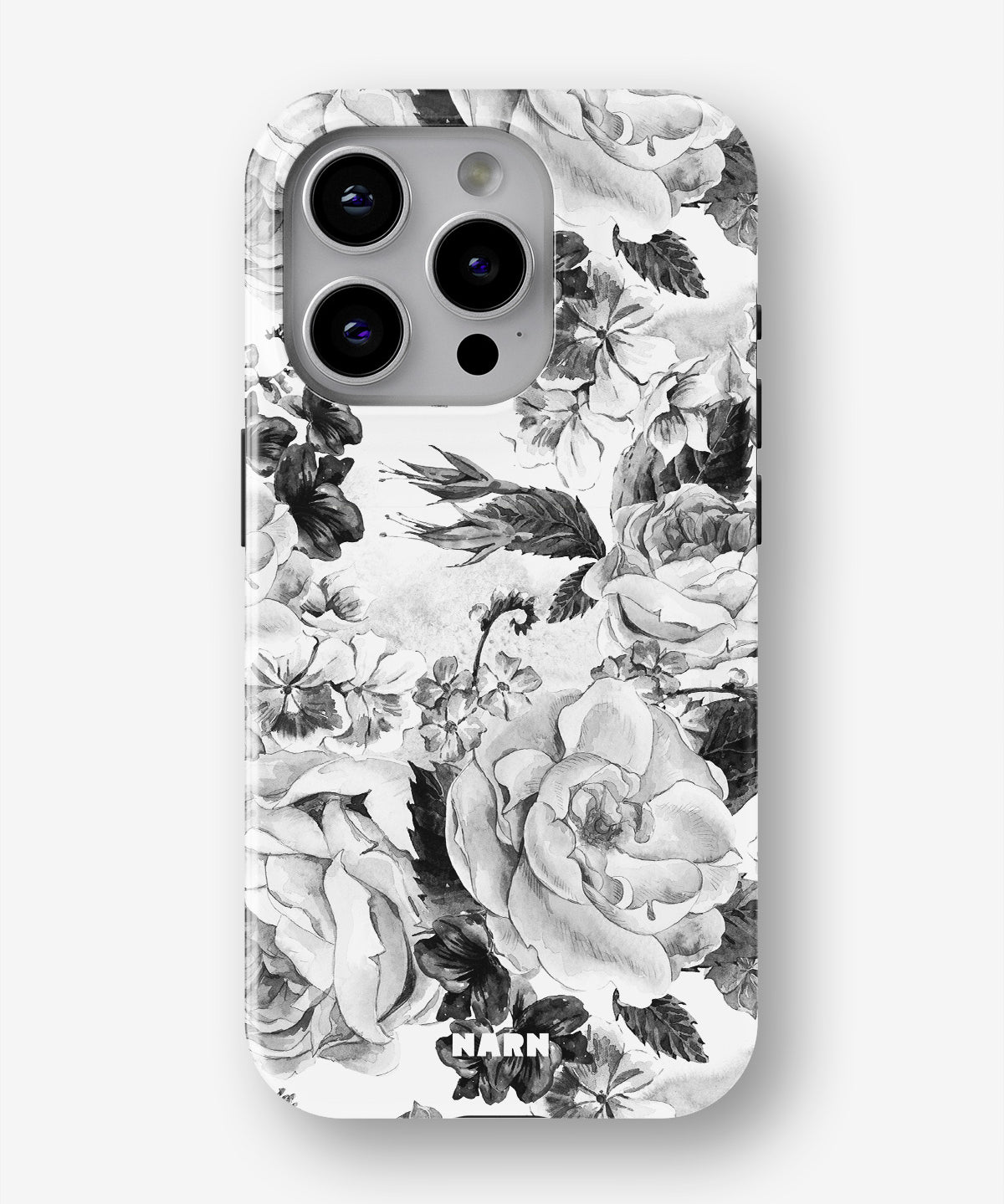 iPhone 13 Pro Max Tough Case – Black & White Bloom - View 1
