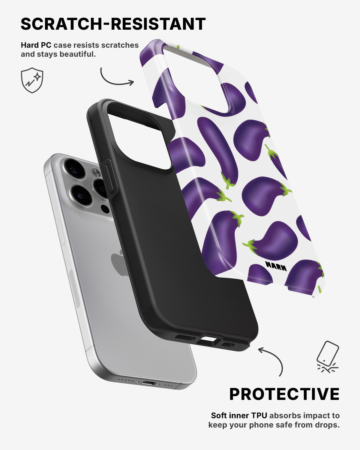 iPhone 13 Pro Max Tough Case – Eggplant Pattern - View 2