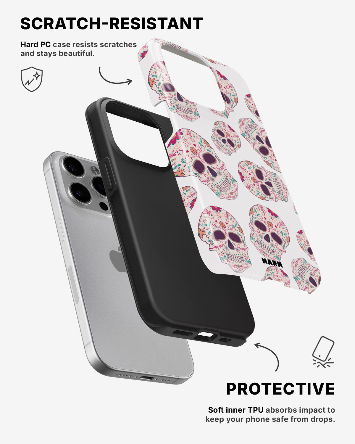 iPhone 13 Pro Max Tough Case – Calavera Skulls - View 2