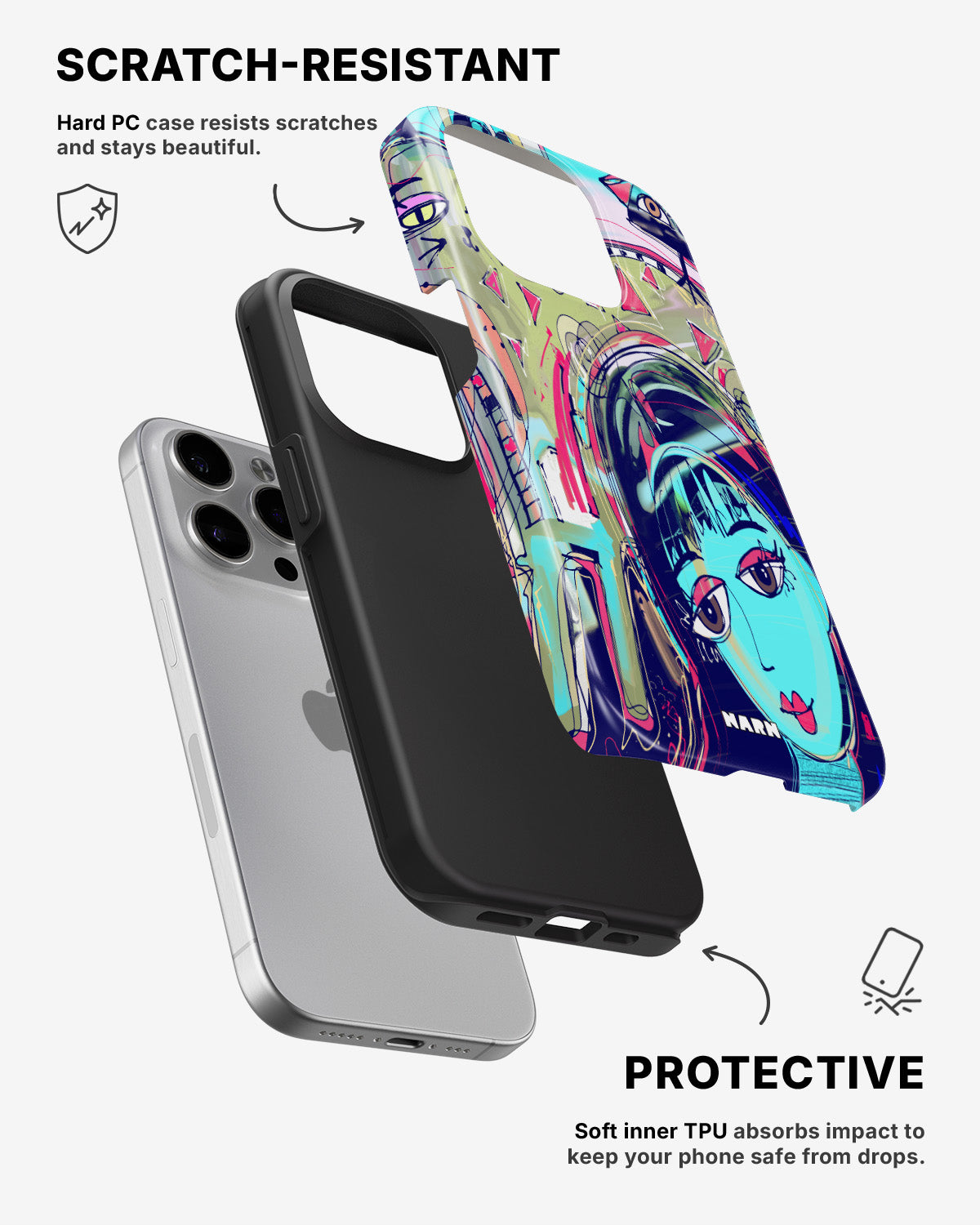 iPhone 13 Pro Max Tough Case – Abstract Cat - View 2