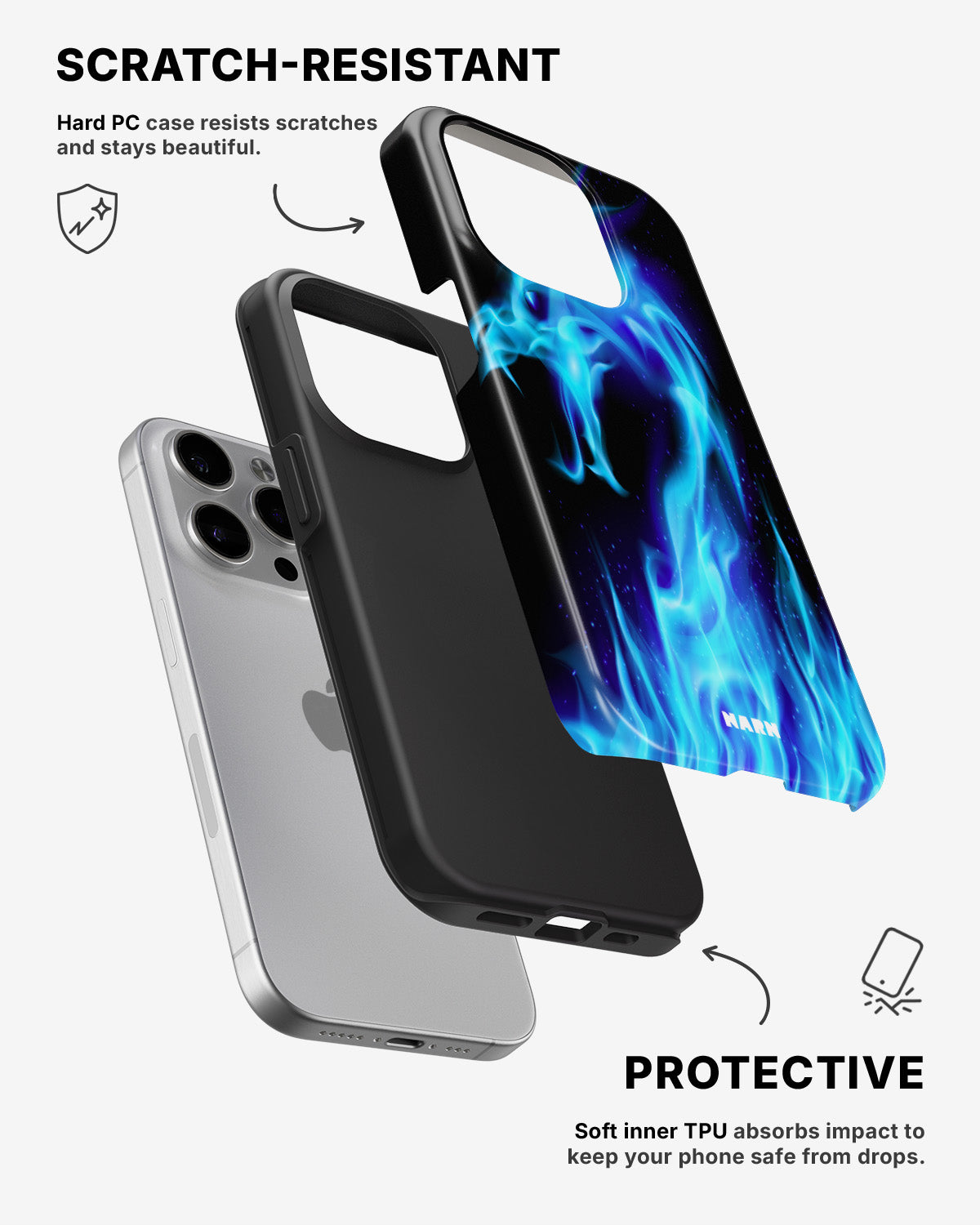 iPhone 13 Pro Max Tough Case – Blue Flames Dragon - View 2