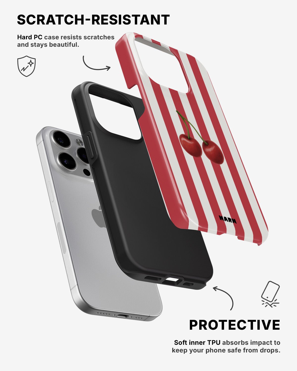iPhone 13 Pro Max Tough Case – Cherry Stripes - View 2