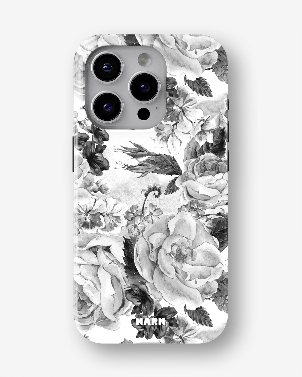iPhone 13 Pro Max Tough Case – Black & White Bloom - View 1