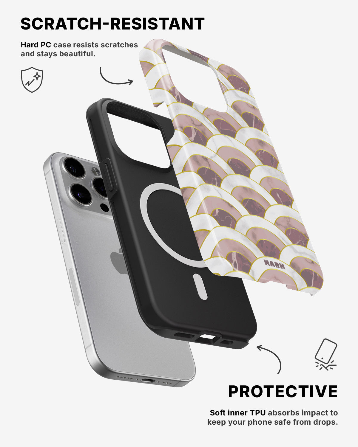 iPhone 13 Pro Max Tough Case – Pink Marble Waves - View 2