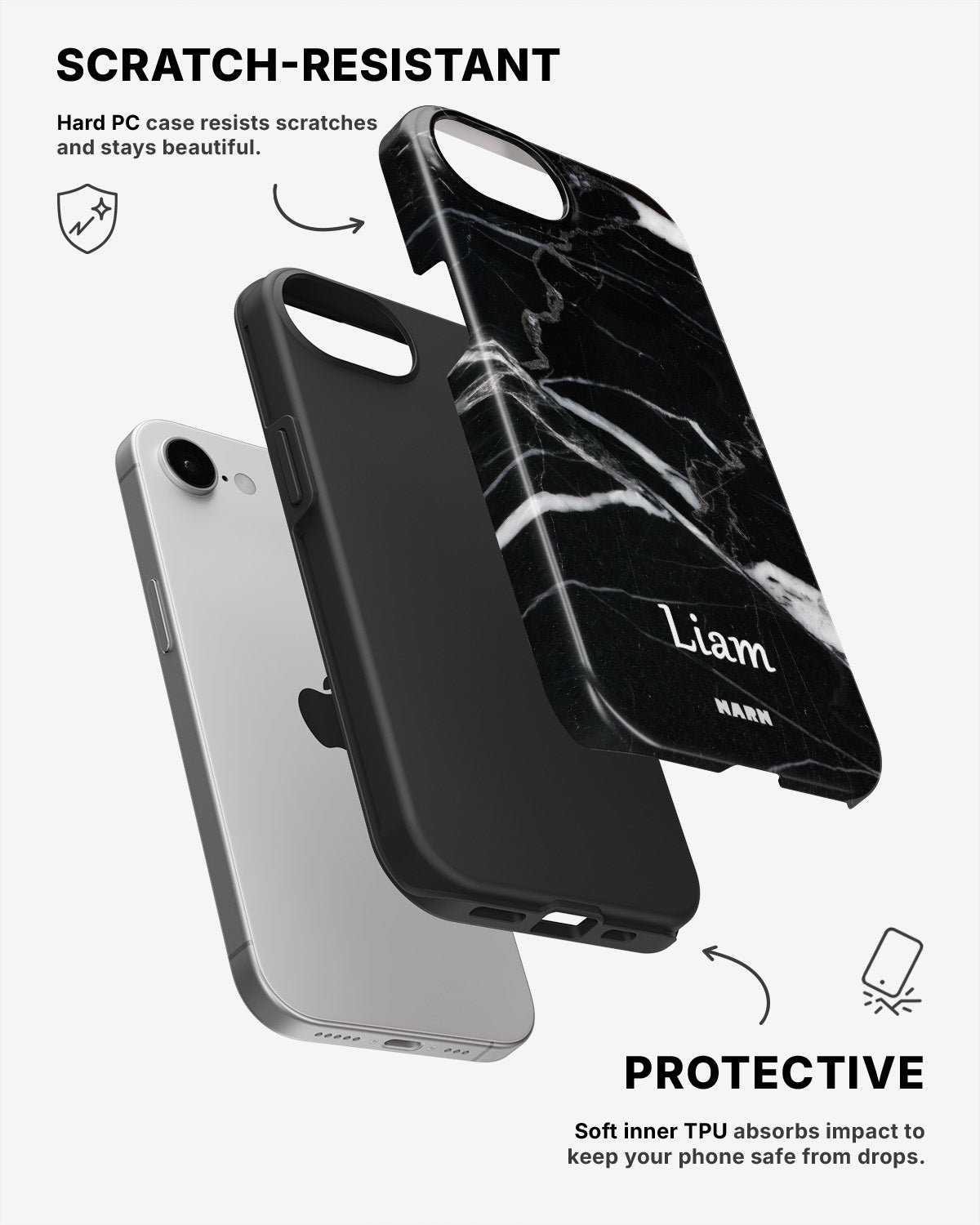 iPhone SE (2020/2022) Tough Case – Custom - Black Marble - View 2