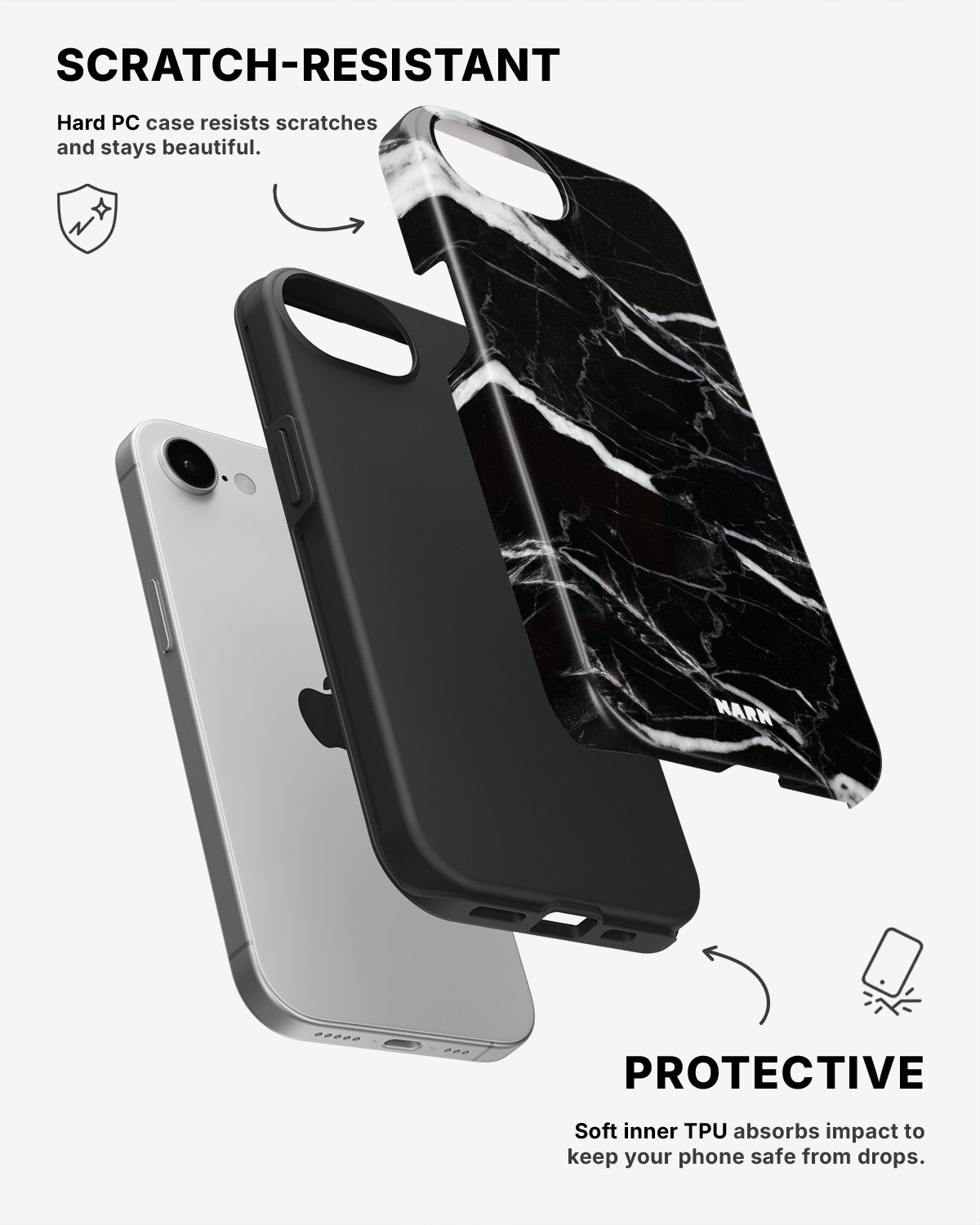 iPhone SE (2020/2022) Tough Case – Black Marble - View 2