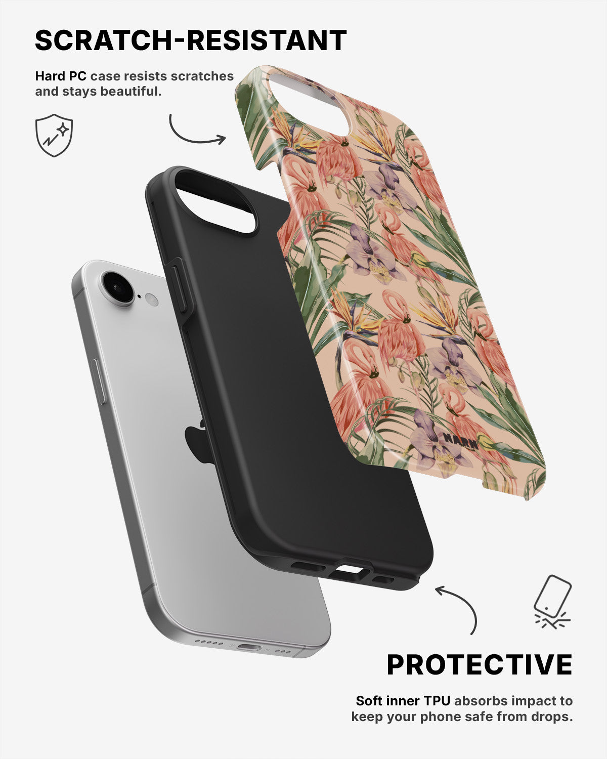 iPhone SE (2020/2022) Tough Case – Flamingos & Flowers - View 2