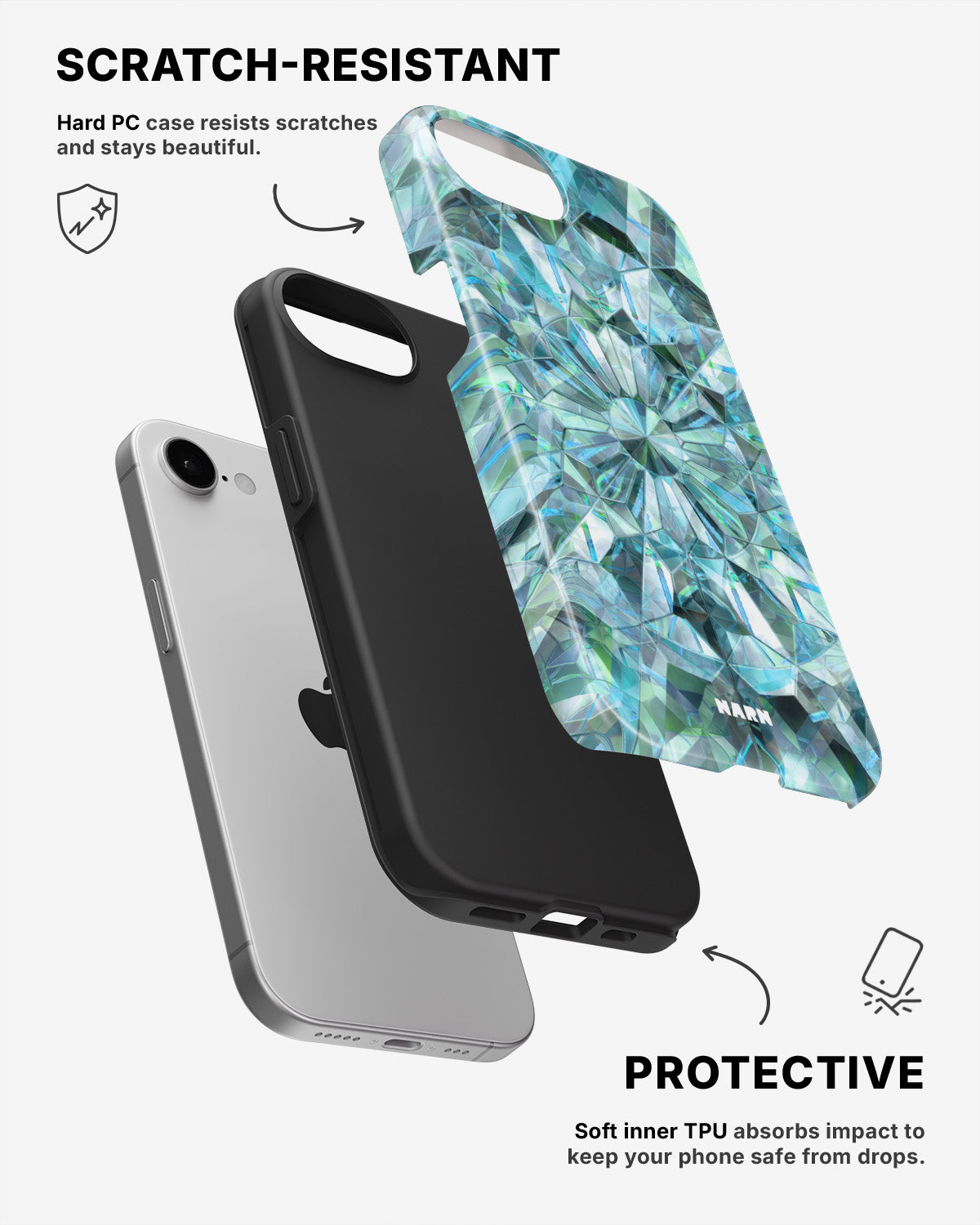 iPhone 7 / iPhone 8 Tough Case – Green Crystals - View 2