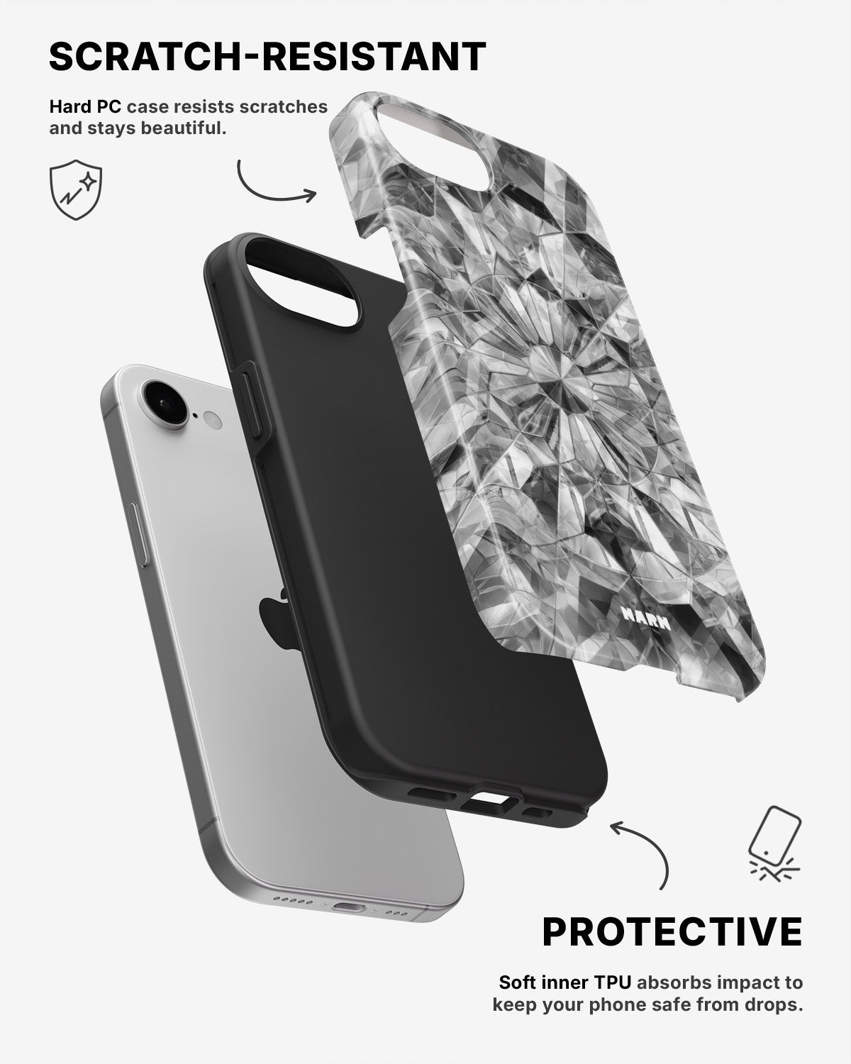 iPhone 7 / iPhone 8 Tough Case – Grey Crystals - View 2