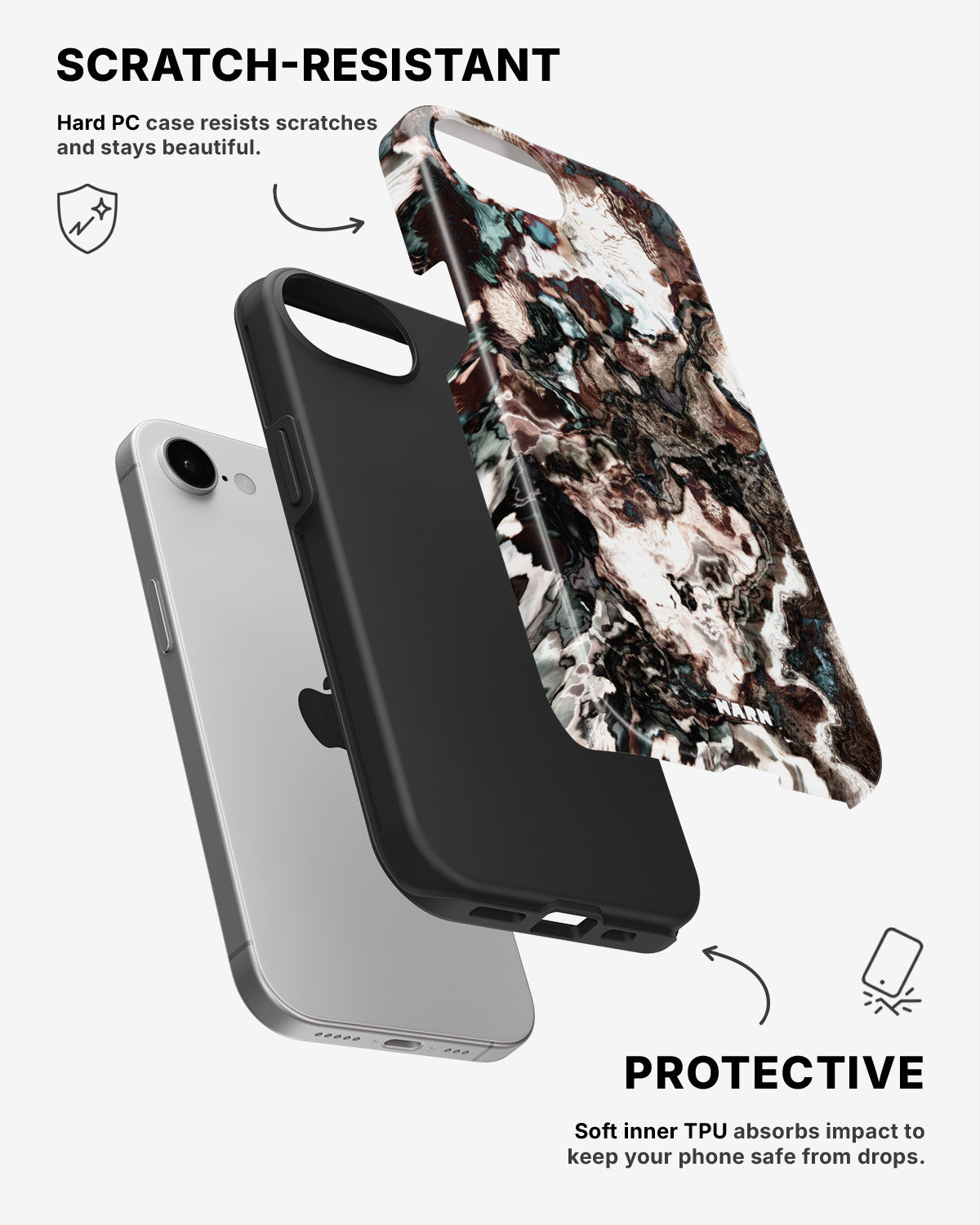 iPhone 7 / iPhone 8 Tough Case – Marble Brown - View 2