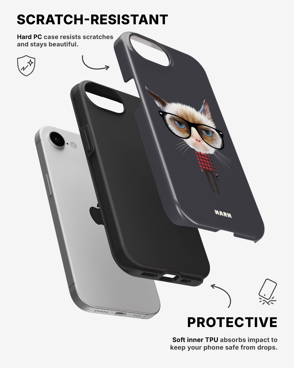iPhone 7 / iPhone 8 Tough Case – Hipster Cat - View 2