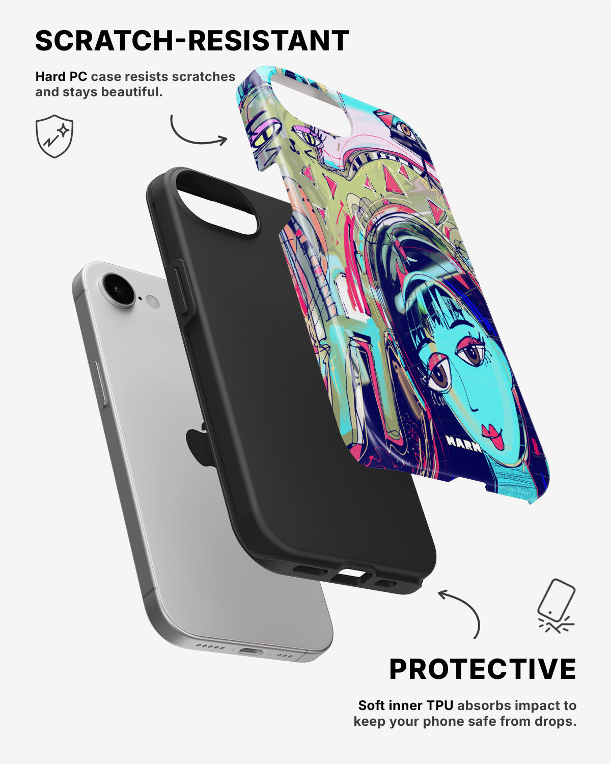 iPhone 7 / iPhone 8 Tough Case – Abstract Cat - View 2