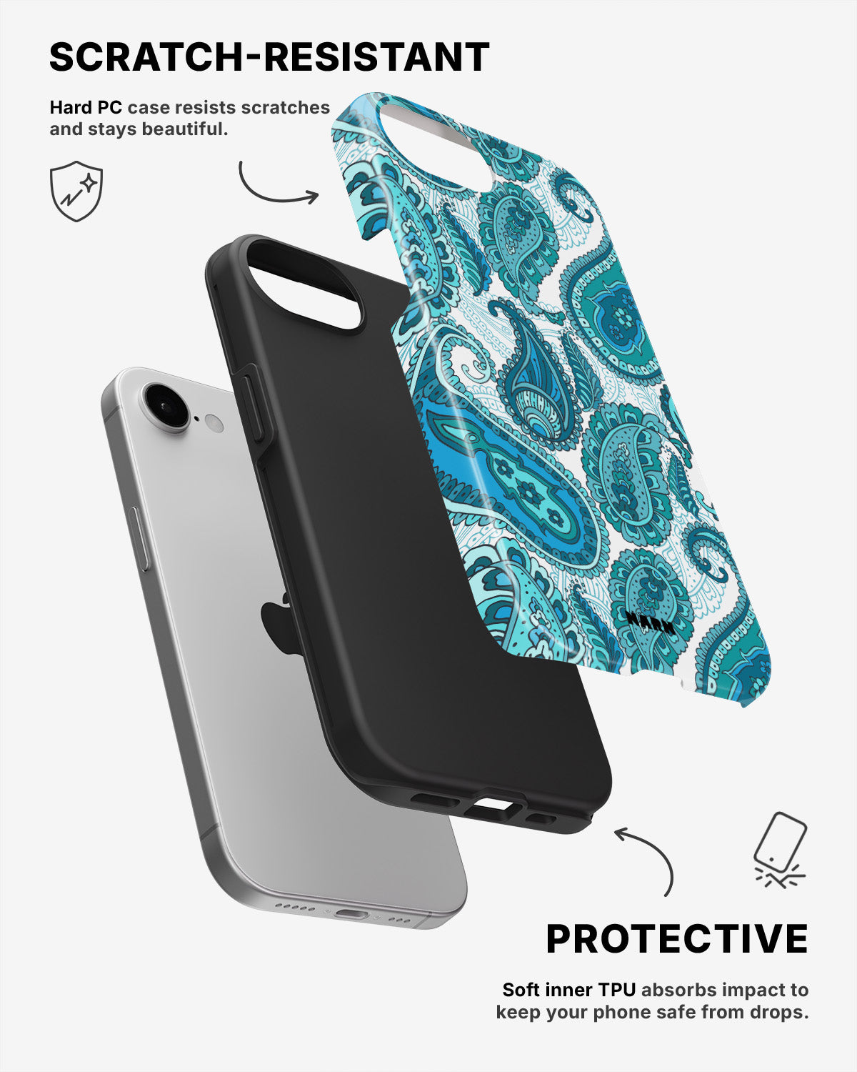 iPhone 7 / iPhone 8 Tough Case – Turquoise Paisley - View 2