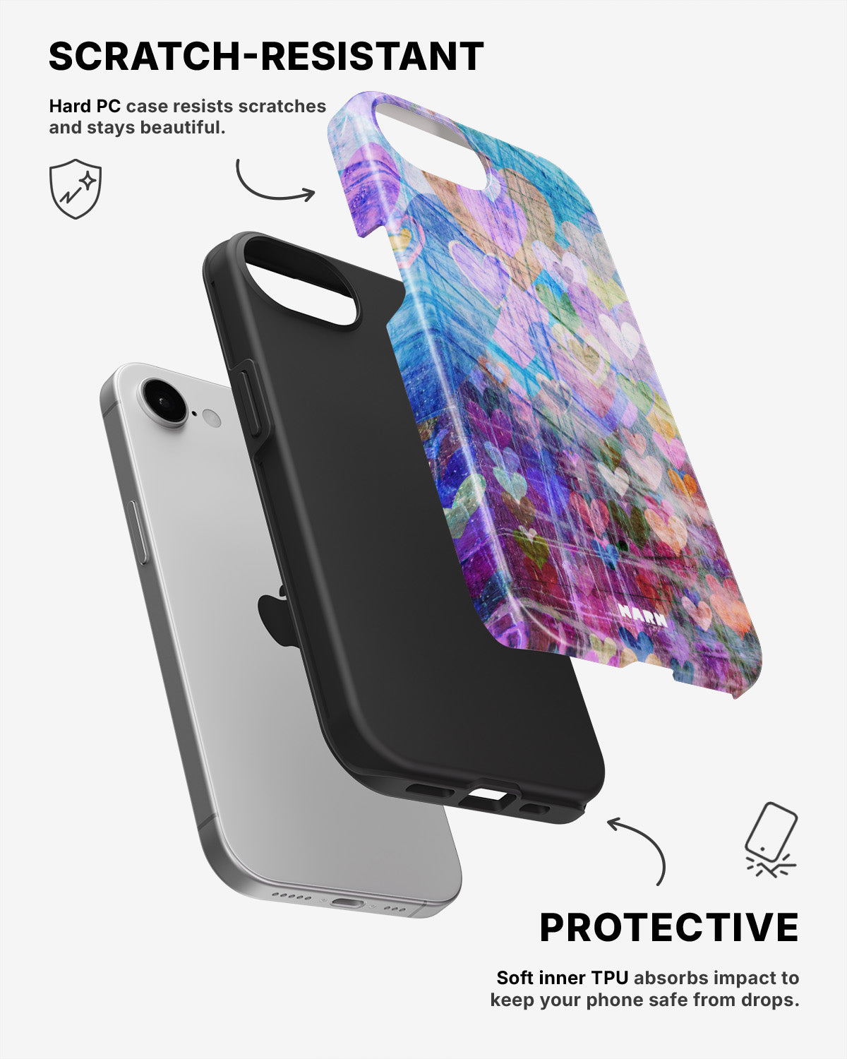 iPhone 7 / iPhone 8 Tough Case – Purple Hearts - View 2