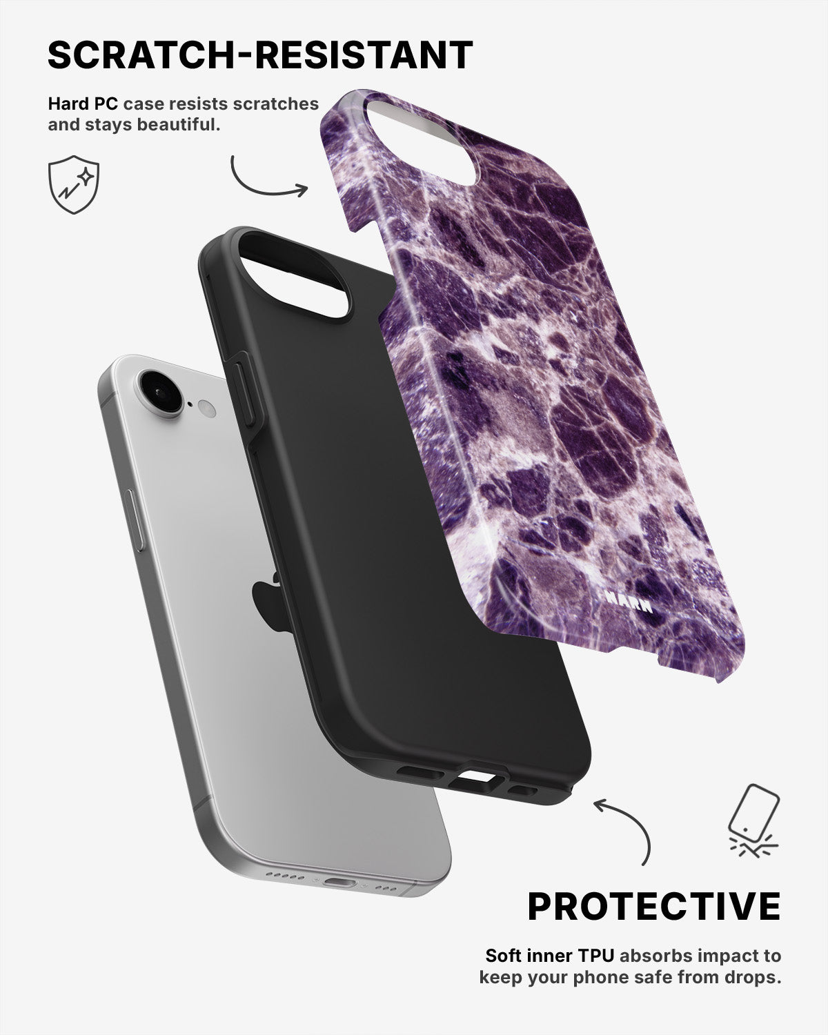 iPhone 7 / iPhone 8 Tough Case – Purple Marble - View 2