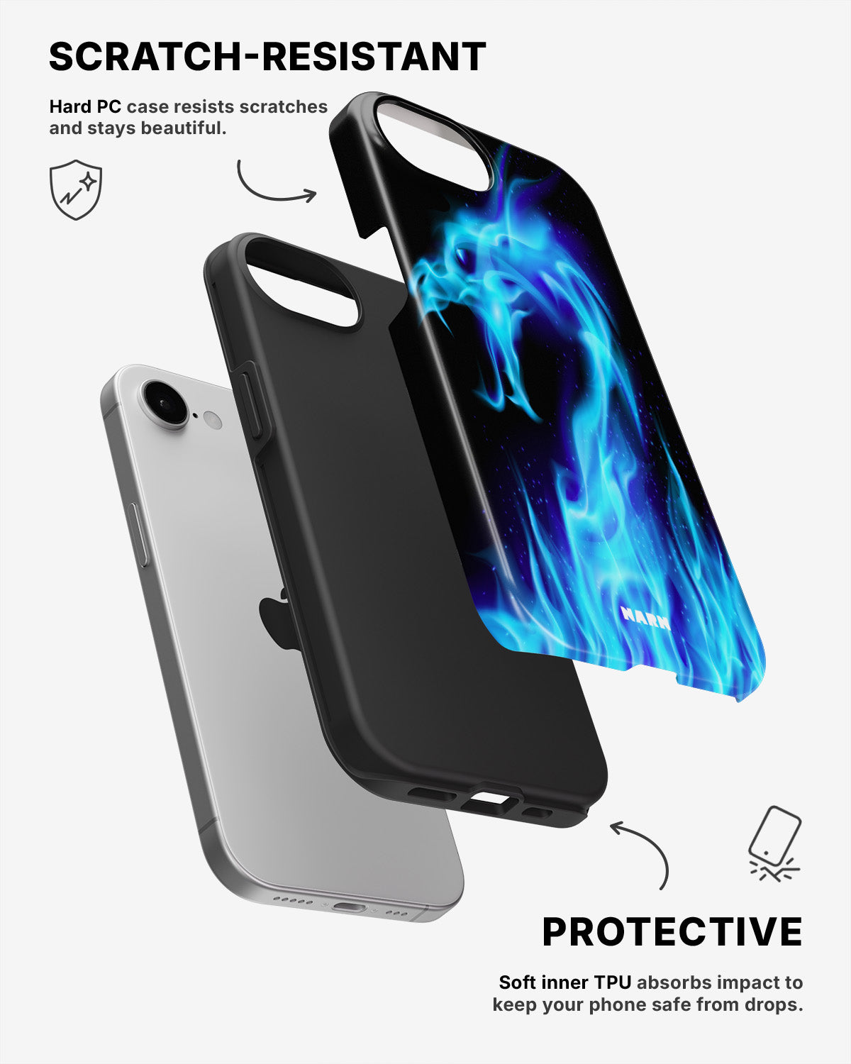 iPhone 7 / iPhone 8 Tough Case – Blue Flames Dragon - View 2