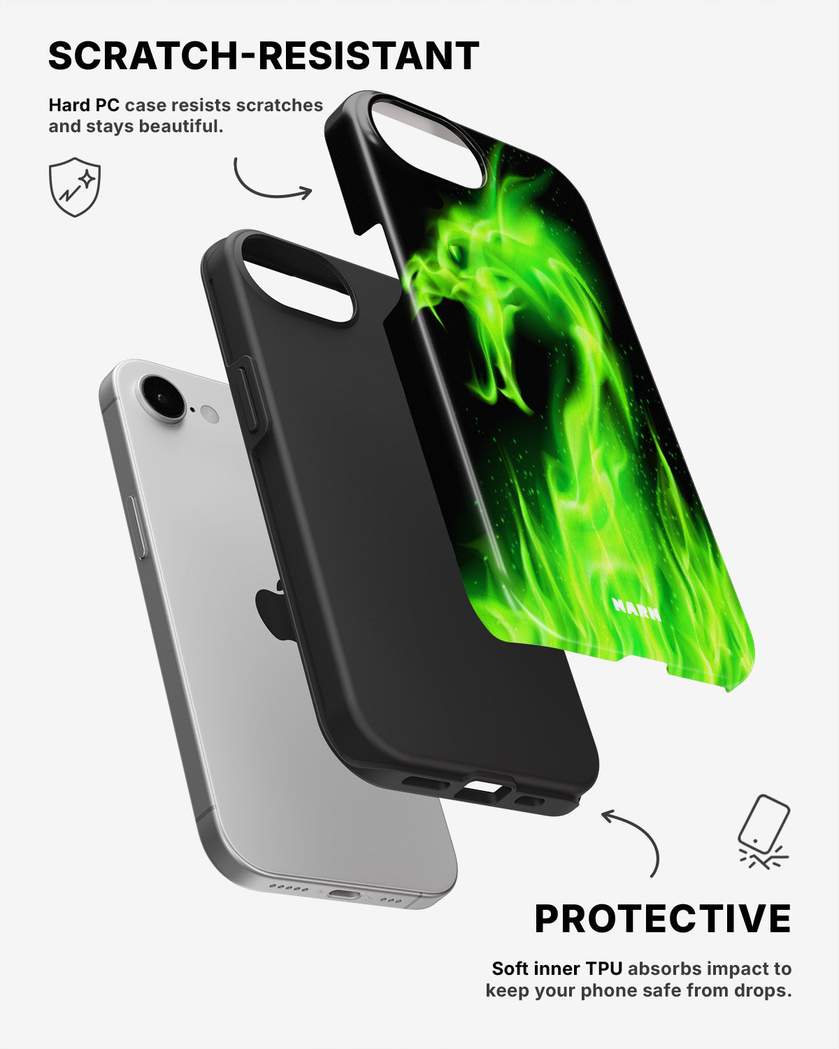 iPhone 7 / iPhone 8 Tough Case – Green Flames Dragon - View 2