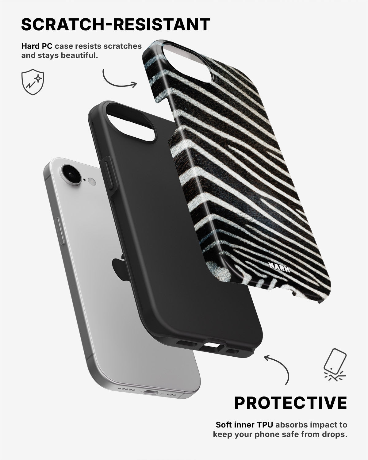 iPhone 7 / iPhone 8 Tough Case – Zebra Stripe - View 2