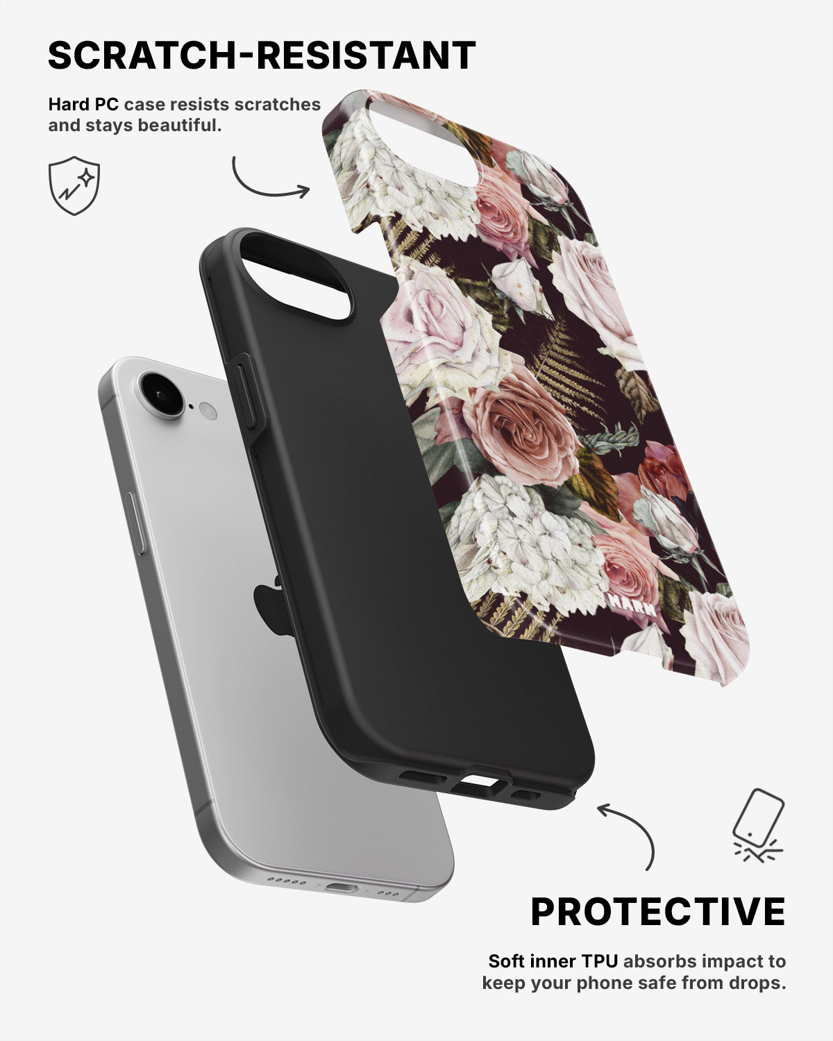 iPhone 7 / iPhone 8 Tough Case – Midnight Roses - View 2