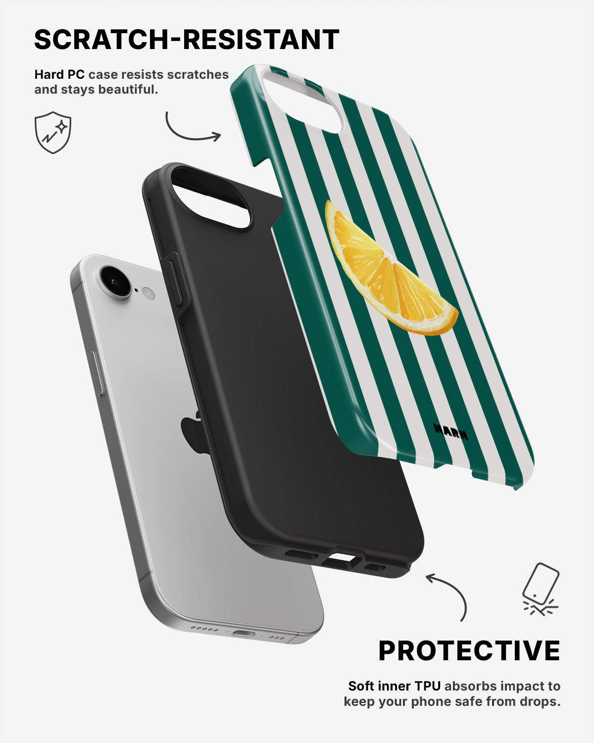 iPhone 7 / iPhone 8 Tough Case – Lemon Stripes - View 2